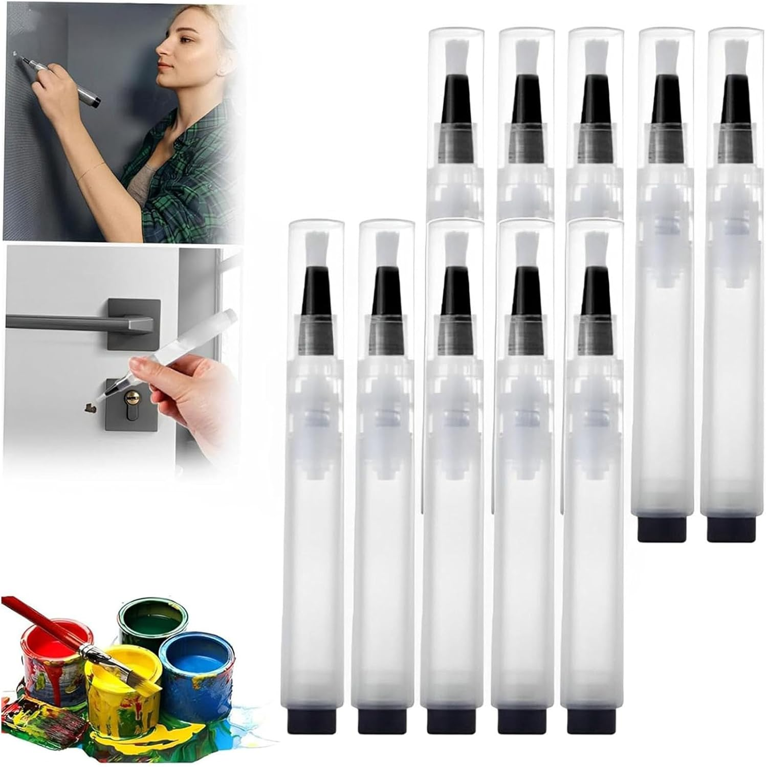 Applicabley Fillable Touch up Paint Pen Brush, Paint Touch up Pens Fillable with Brush, Refillable Touch up Paint Pen Brush, Wall Paint Touch up Pens Fillable, Touch up Paint Pens for Walls (10Pcs)