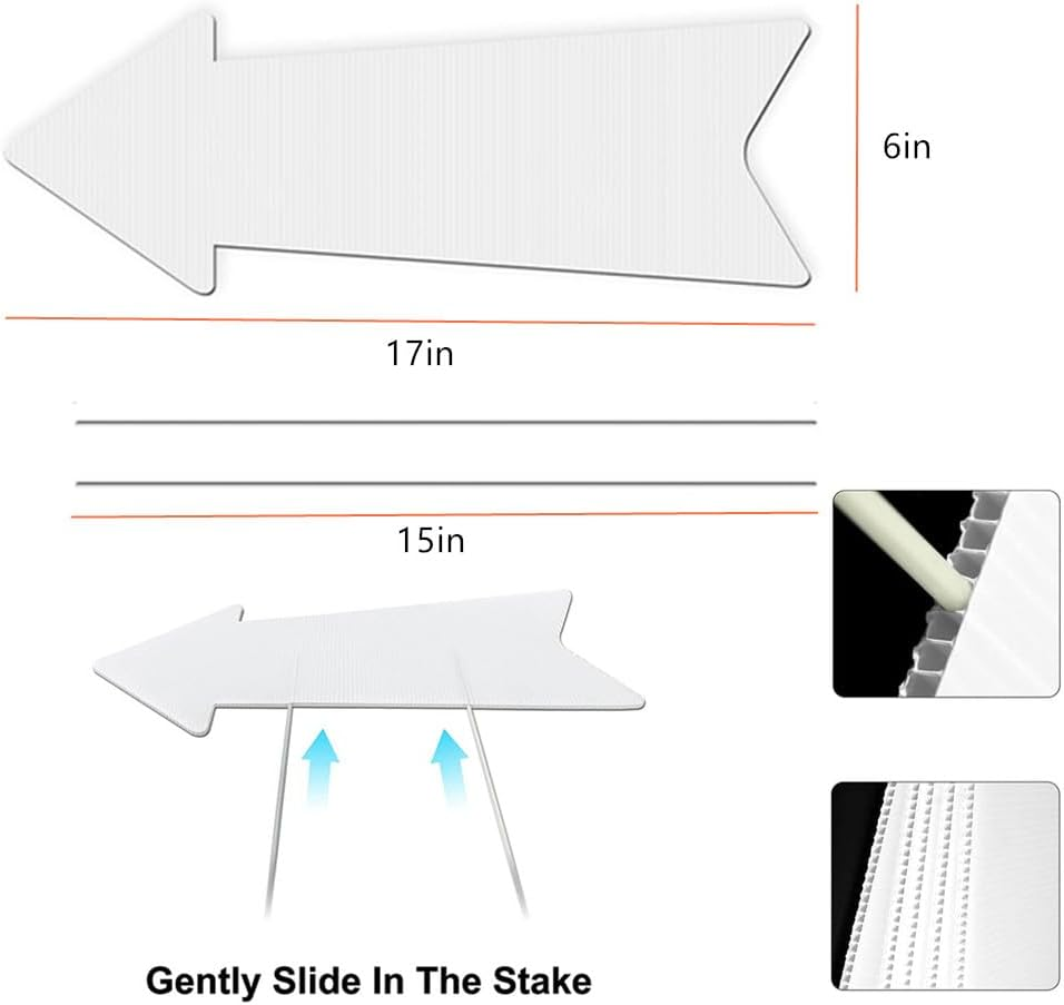 Arrow Yard Signs, 8Pcs Blank Arrow Signs with Stakes, Wedding Directional Yard Signs, These Arrow Yard Signs Are Suitable for Wedding, Birthday Party, Guide Decoration image number 1