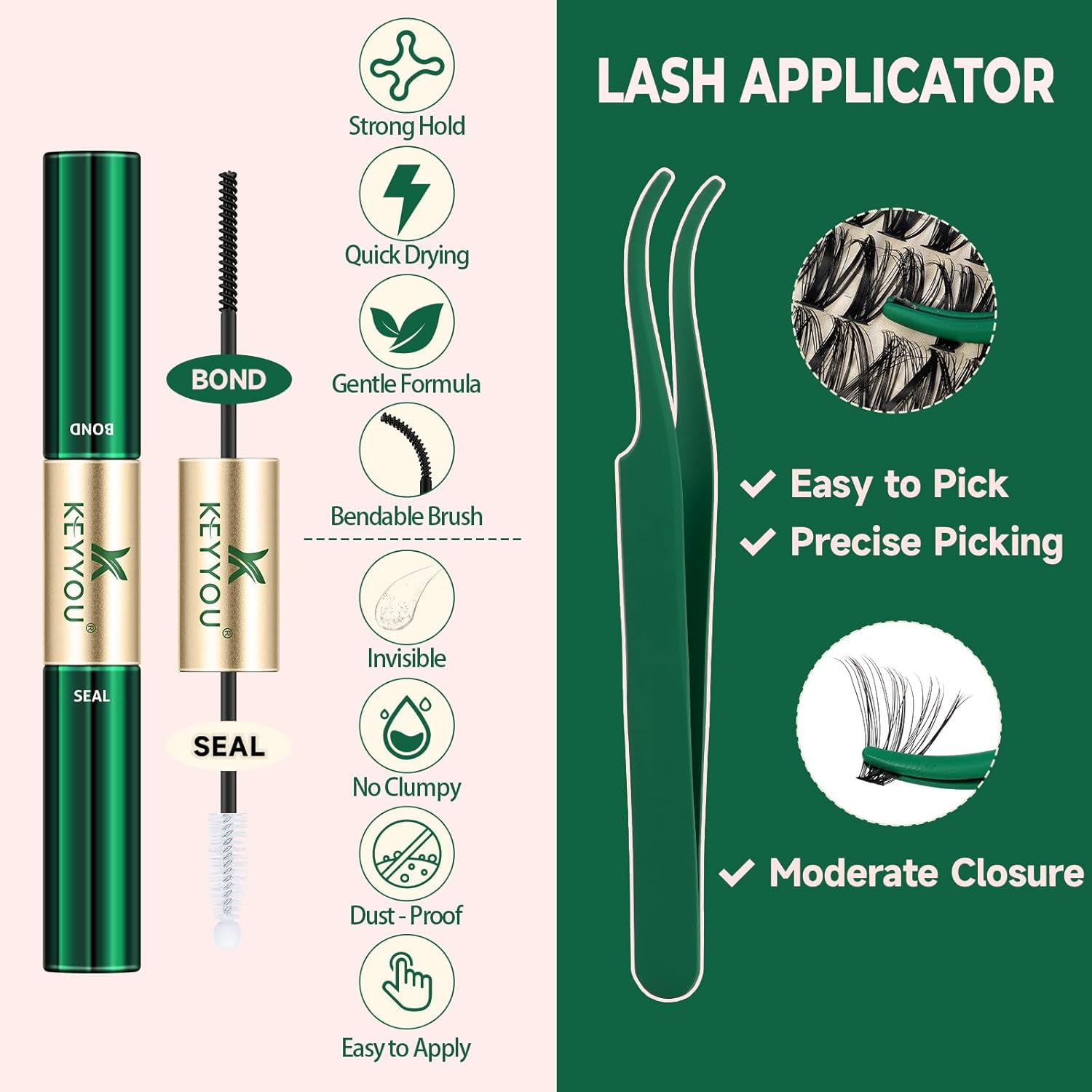Lash Extension Kit 280Pcs 30D&40D 9-16Mixed Eyelash Extension Kit Wispy Individual Lashes DIY Lash Clusters Kit with Lash Bond and Seal Lash Applicator for Beginner at Home(Kit-30D&40D-9-16Mix) image number 3