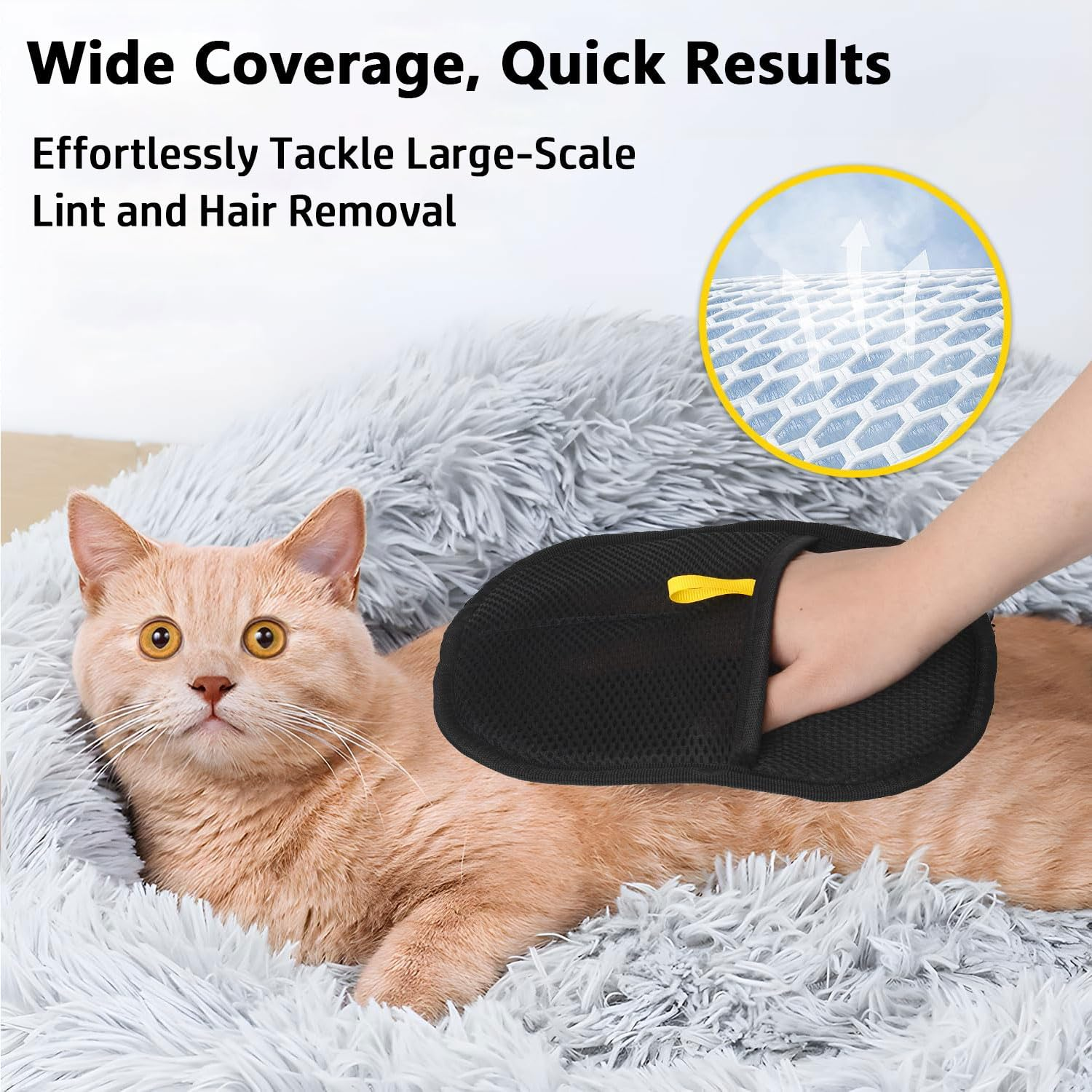 2 Pcs Static Pet Hair Remover Gloves,Pet Hair Removal Glove for Cats & Dogs,Upgraded Animal Fur Removal Tool for Couch, Furniture, Carpet, Curtain, Clothing image number 5