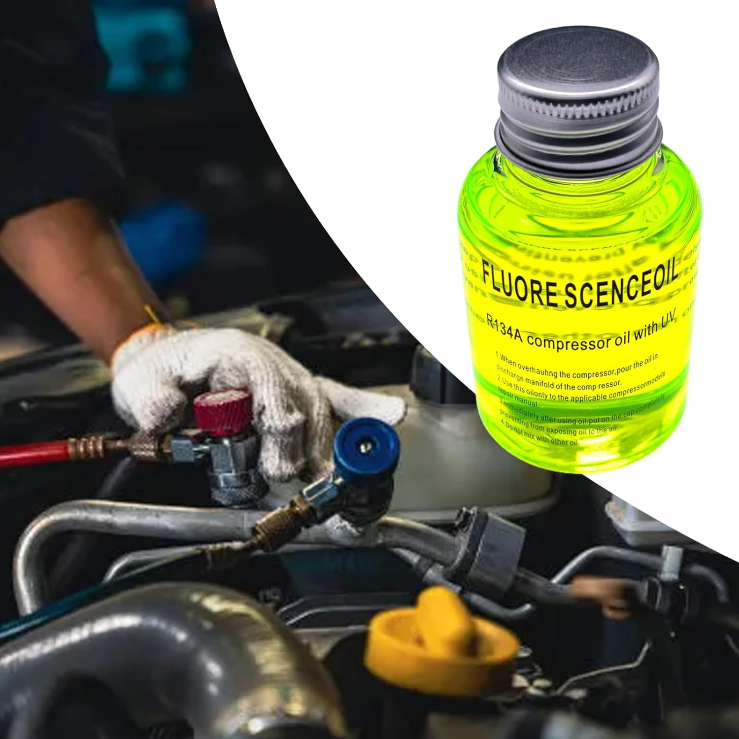 Leak Detection Oil Fluorescent for Car Air Conditioning - Leak Detector Oil for Car Air Conditioner,Effective Detector Dye for Refrigerant image number 4