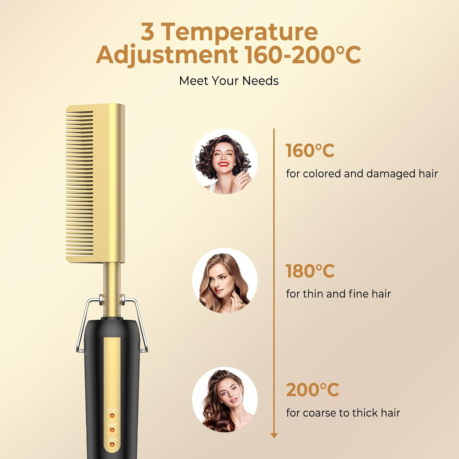 Hot Comb with Keratin Hair Straightening Brush image number 1