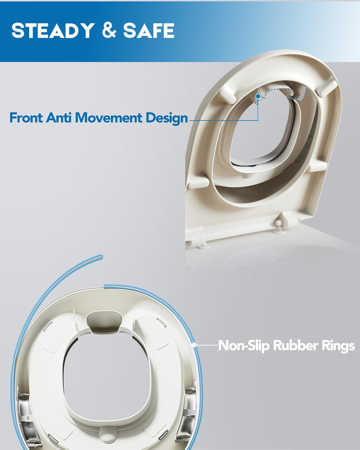 Potty Training Toilet Seat, Toddler Toilet Seat Attachment with Safety Handles, Detachable Soft Cushion, Anti-Slip Design and Splash Guard, Baby Toilet Seats for Kids, Boys and Girls image number 3