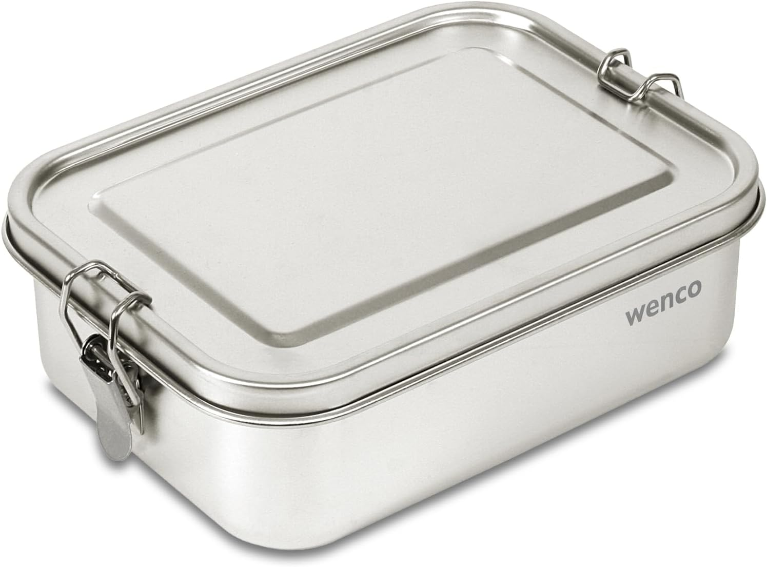 Wenco Stainless Steel Lunch Box with 2 Compartments, Large Lunch Box with 850 Ml Capacity, Waterproof, Dishwasher Safe, Includes Replacement Silicone Ring, 18.5 X 14 X 5.5 Cm, Silver image number 2