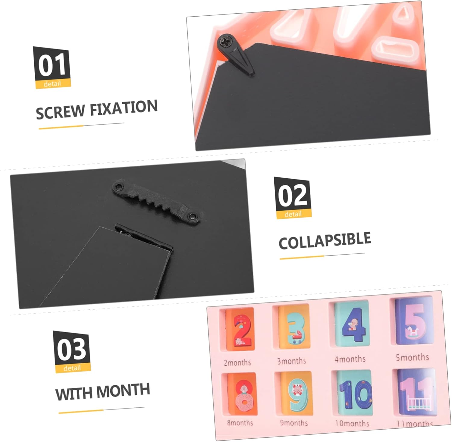 Boy Girl'S Growth Photo Frame Month Milestone Picture Frame for Boy Girl Modern Design to Record First Year Memories for Newborn Girl Essentials image number 6