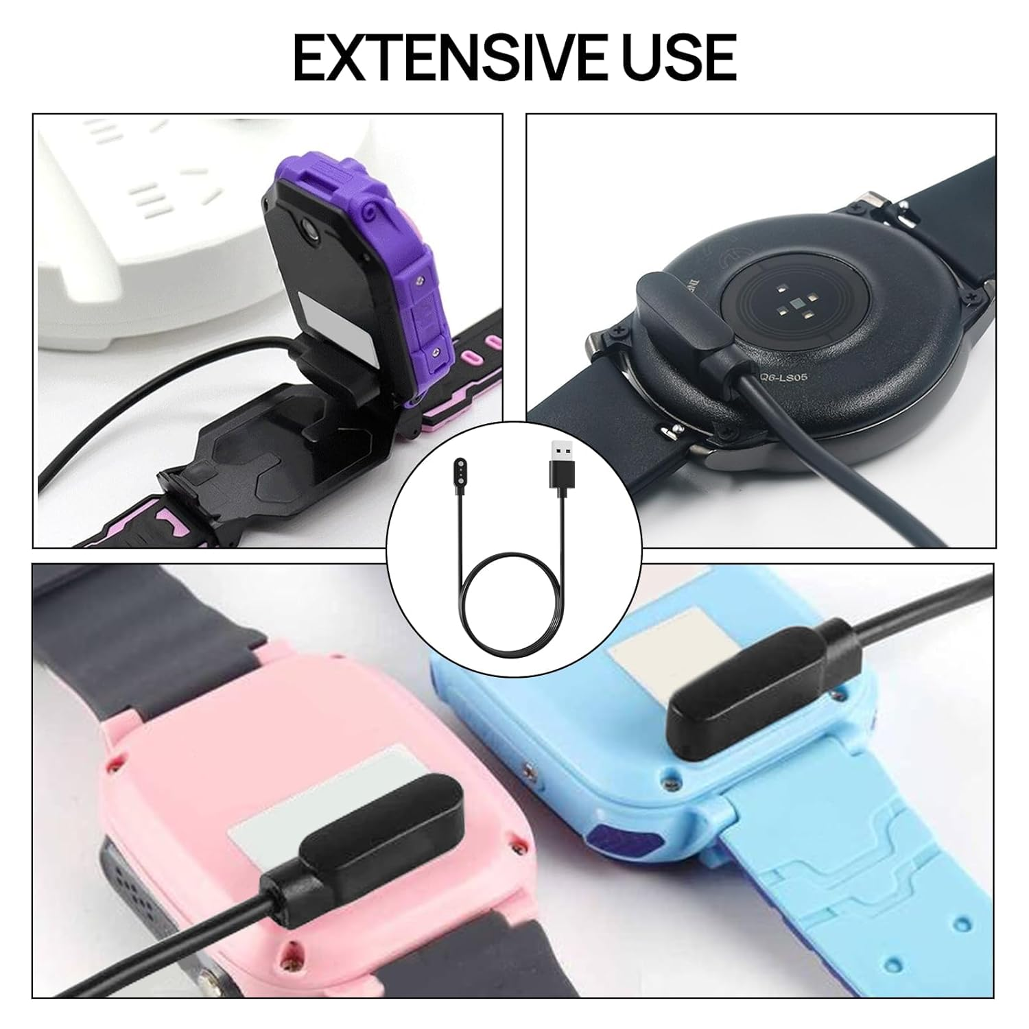 2Pcs Watch Magnetic Charging Cable, Smart Watch Charging Cable, Magnetic Charger Cable, Charging Cable Smart Watch Compatible with Fitpolo, Smart Watch Charger Compatible with IDW13/IDW16/IDW19 image number 1