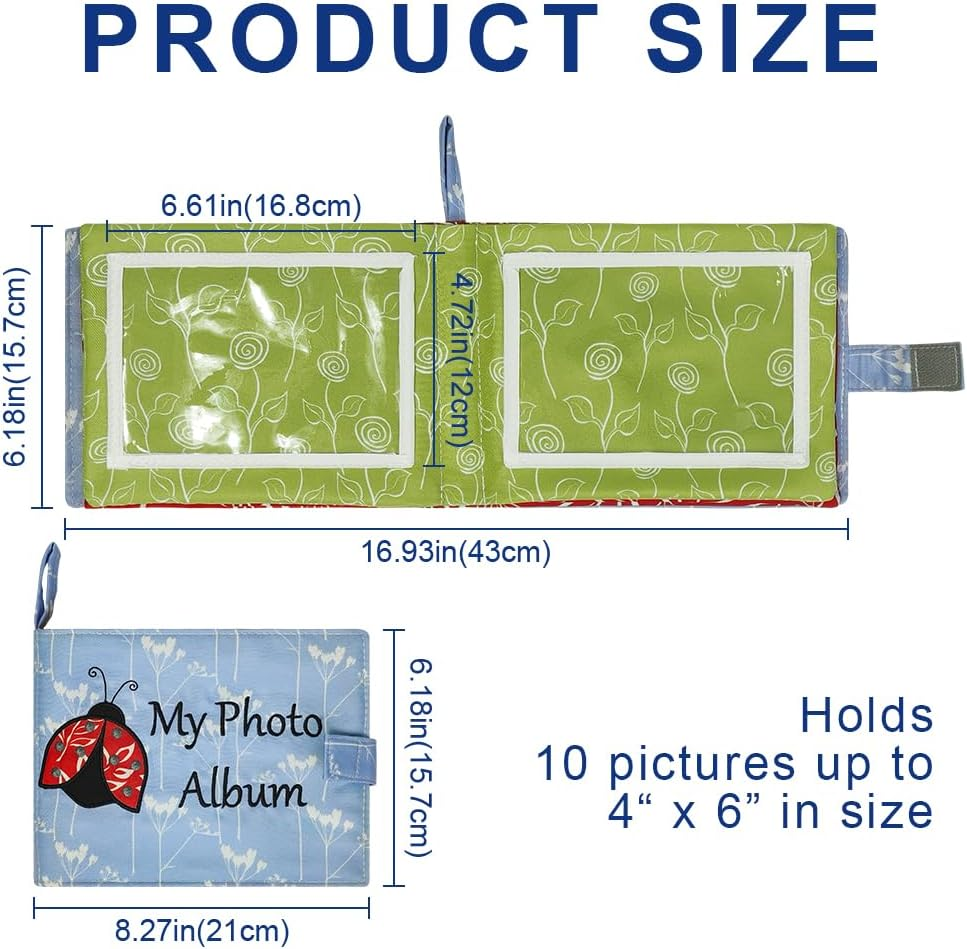 Baby Soft Photo Albums - My First Family Album, Soft Cloth Photo Book, Baby Safe, Holds 4X6 Photos (Blue) image number 5