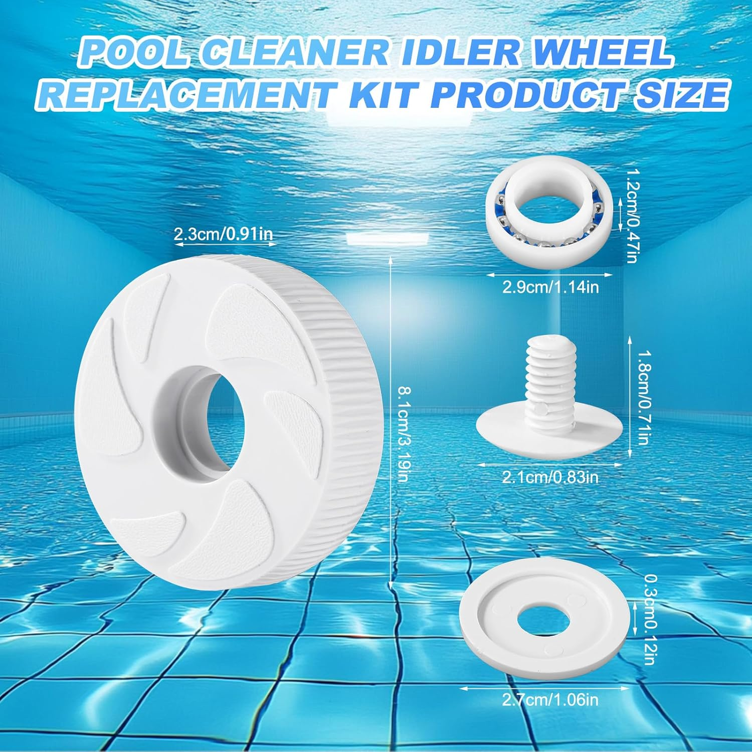 Lyreh Pool Cleaner Wheels Replacement Parts, Includes C16 Pool Cleaner Idler Wheel with Ball Bearing C60 Screw C55 and Washer C64, Large Wheel Assembly, Rebuild Kit for Polaris 180/280 image number 5