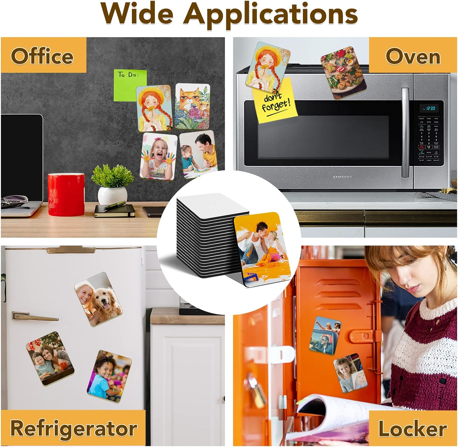 FPVLR 80Pcs Sublimation Magnet Blanks Set, Personalized Refrigerator for Home Kitchen Microwave Oven Decor or Office Calendar with 40PCS Blank Rubber Pad(6X8Cm), DIY Soft Magnetic image number 2