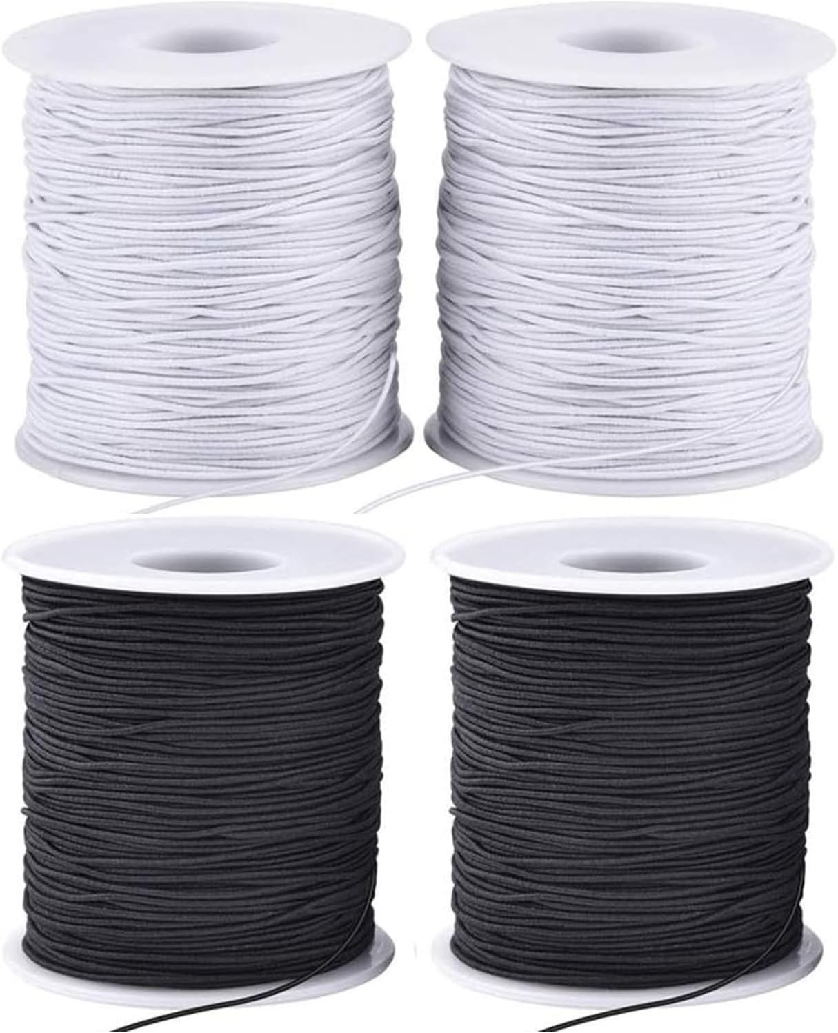 4 Roll 1 Mm Elastic String Cord Elastic Thread Beading String Cord for Jewellery Making Bracelets Beading (2White and 2Black) image number 4