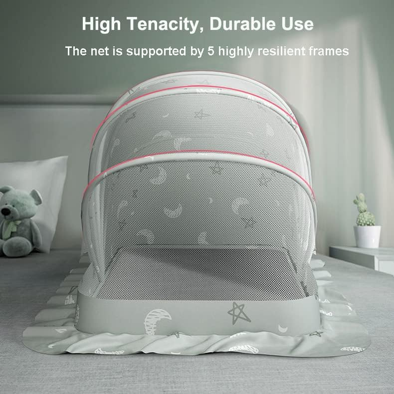 Baby Mosquito Net Bed Tent Kids Portable Folding Crib Cover Bassinet Mosquito Net Cover to Keep Cats Out, Breathable Foldable Cots Bottomless Crib Net Sun Shelter image number 1