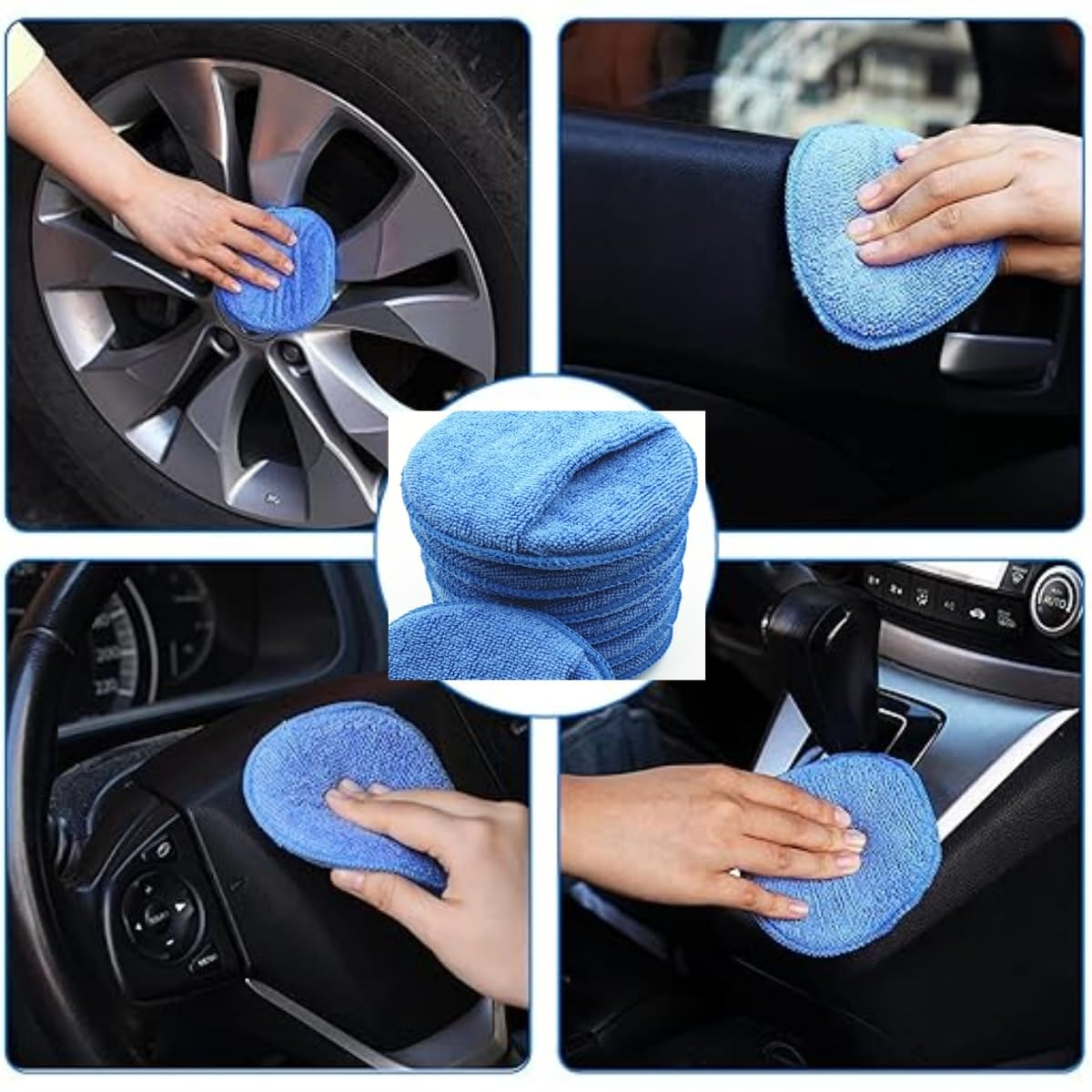 5-Pack Car Wax Applicator Pads, Microfiber Applicator Pad with Finger Pocket, Buffing & Polishing Pads for Car Cleaning and Fine Polishing image number 5