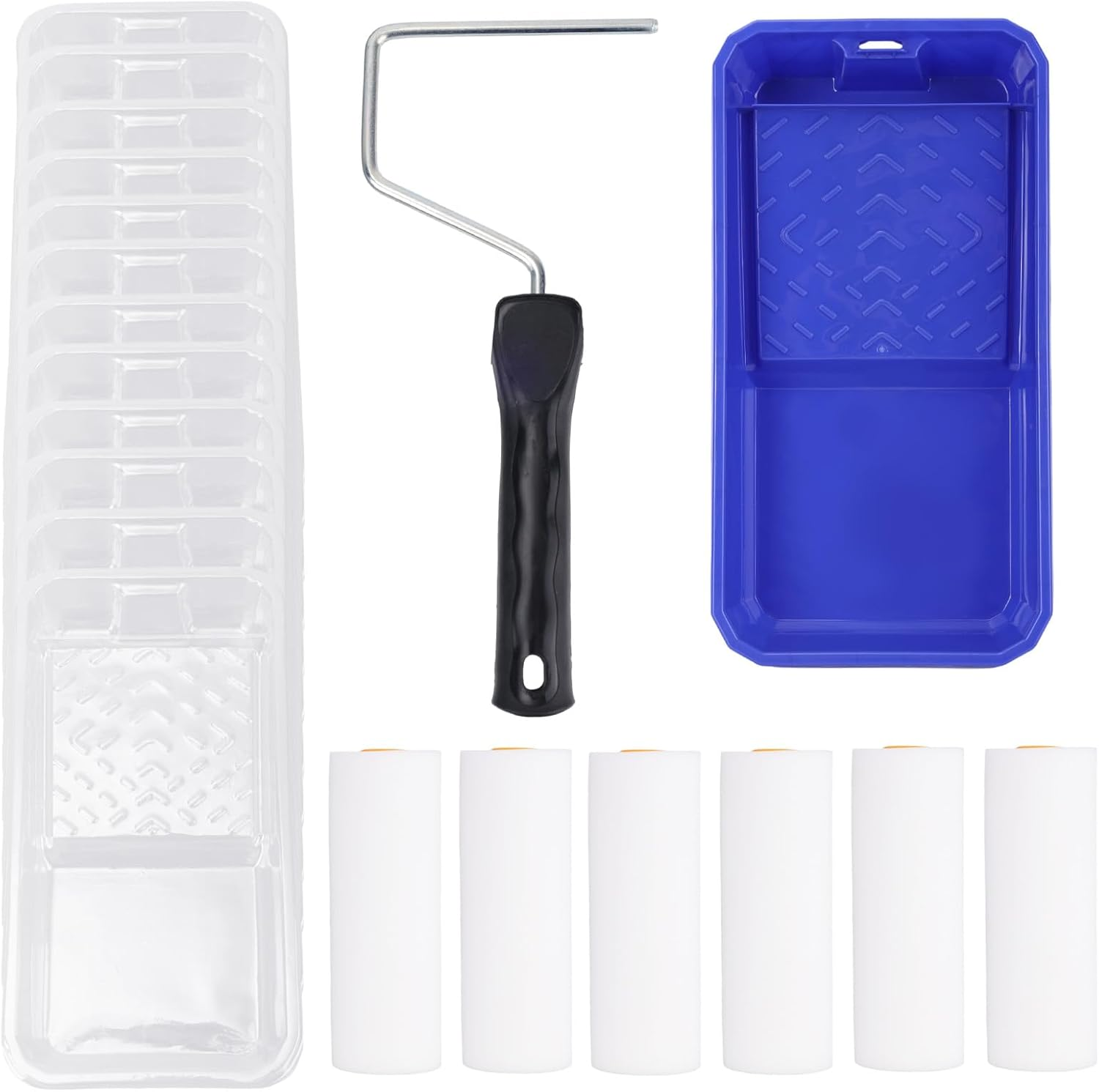 20Pcs Paint Roller Tray Set, Includes 4In Mini Rollers Disposable Liners Paint Tray Ergonomic Handle Ideal for Home Renovation Trim Cabinets & Touch Ups image number 2