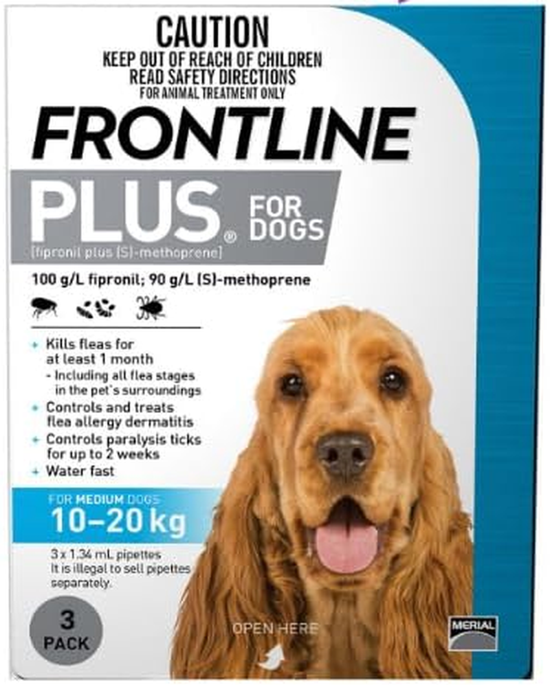 FRONTLINEPLUS for Medium Dogs 10 to 20Kg Blue 3 Pipettes