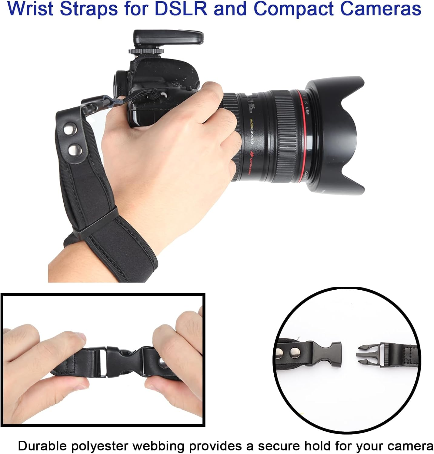 Lifuncren Camera Strap with Camera Wrist Strap Set, Quick Release Camera Shoulder Strap with Safety Tether and Quick Attach Plate, Adjustable Camera Neck Strap for DSLR SLR Camera image number 3