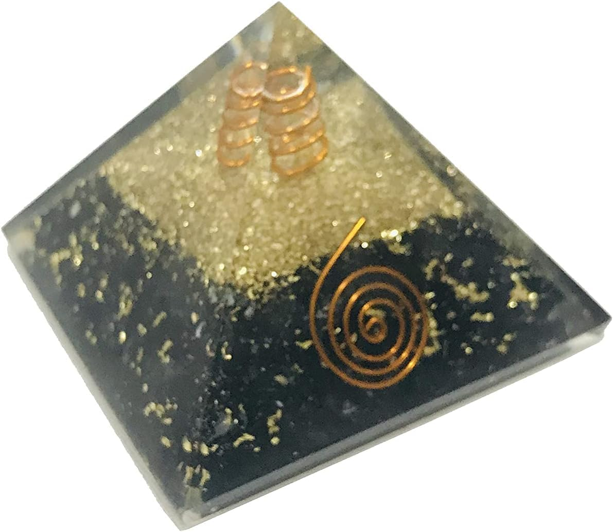 Black Tourmaline Orgone Pyramid Orgonite Pyramids/Crystal Chakra EMF Protection Energy Generator Natural Crystal Stone for Stress Relives Healing Crystal Boost Immune System Meditation