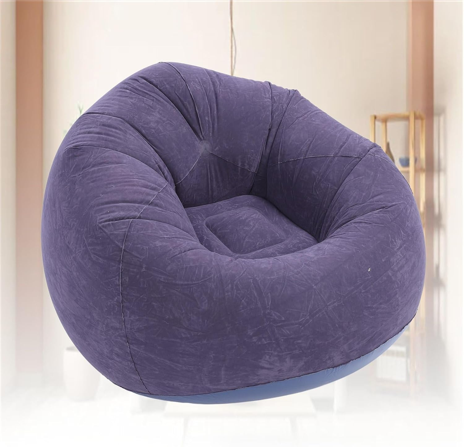 Gernie Inflatable Lounger Air Sofa, Flocking PVC Inflatable Couch, Portable Folding Blow up Sofa, Lazy Couch for Living Room, Bedroom, Balcony, Office, Camping, Travel image number 2