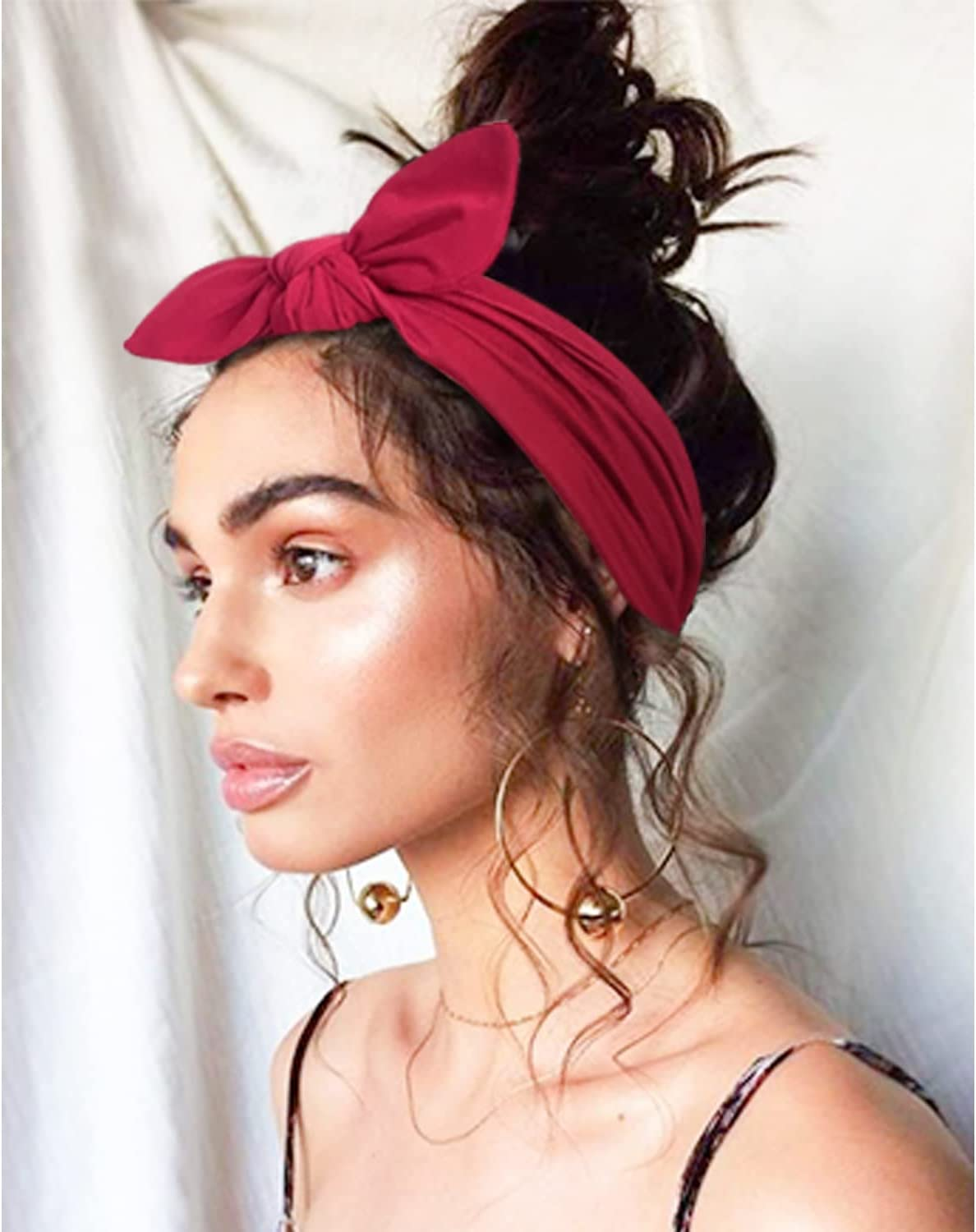 Jesries Headbands for Women Non Slip Hair Bands with Bows Rabbit Ears Workout Running Sport Sweat Elastic Hair Wrap for Girls Hair Accessories 12 Pack image number 3