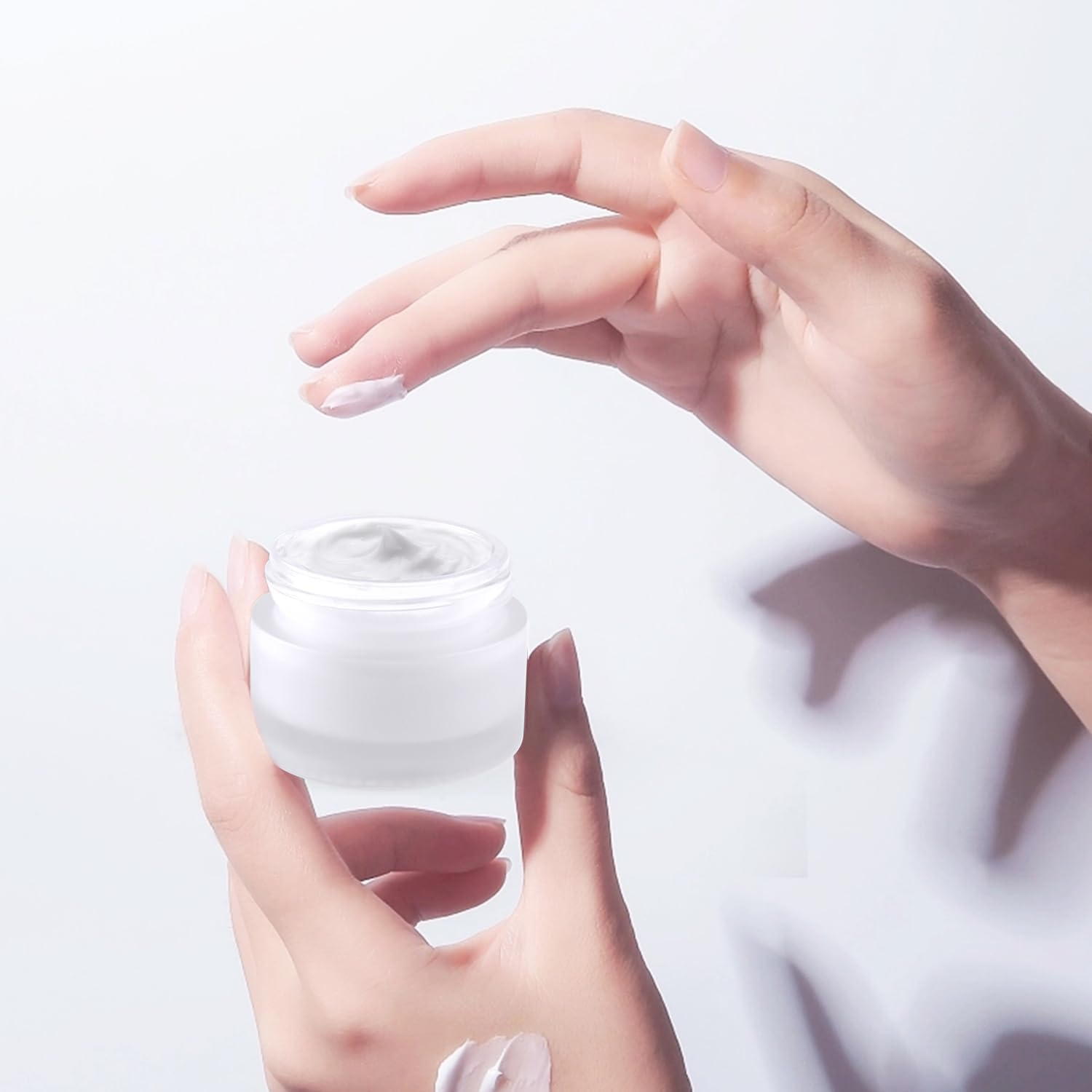 12 Pack 15G/0.5 Oz Frosted Glass Cream Jar Cosmetic Sample Jar Empty Makeup Container Refillable Travel Pot Jar for Lotion Cream Cosmetics Ointments image number 3