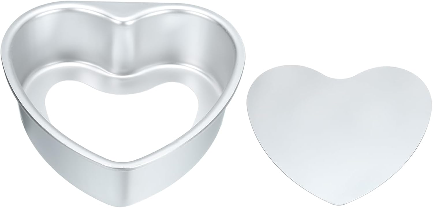 Sourcing Map Non-Stick Heart Cake Pan 6.3"X5" Aluminium Alloy Heart Cake Baking Pan with Removable Bottom- for Wedding Birthday Christmas Cake Baking, Silver Tone image number 2