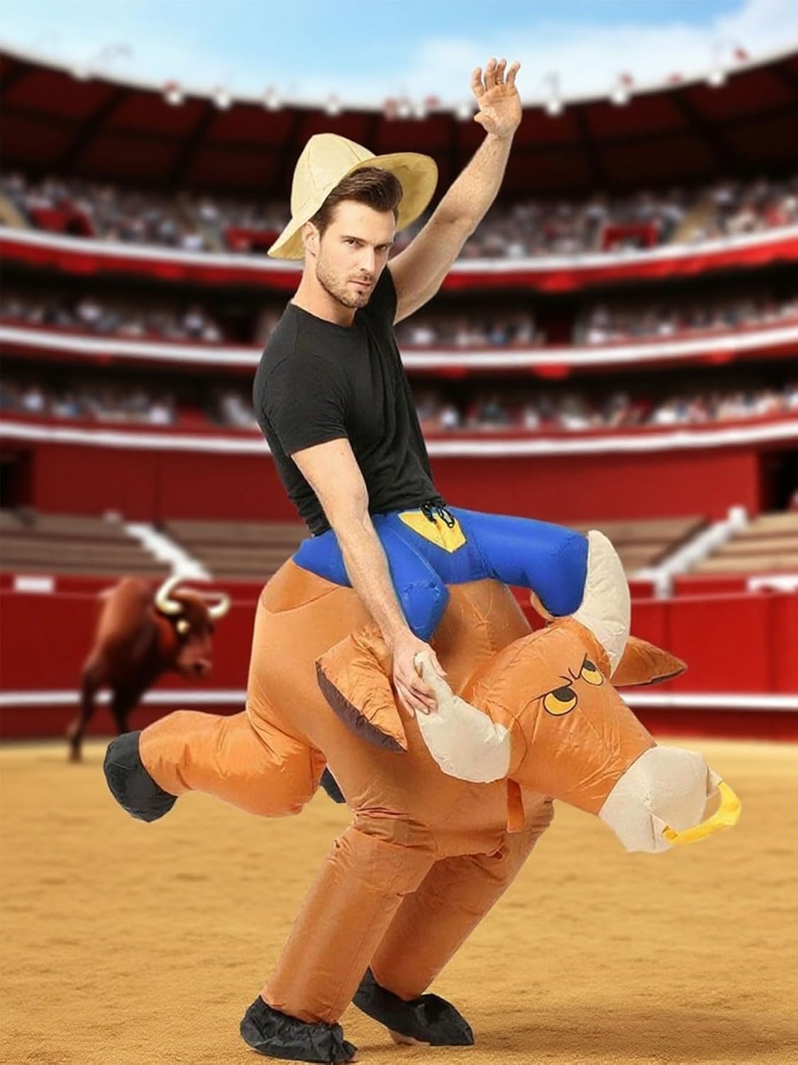 Inflatable Bull Riding Costume,Rodeo Rider Cosplay Costume,Bull Rider Blow up Suit image number 1