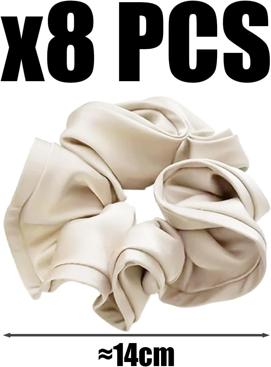 8 Fashionable Hair Rings, Simple Satin Hair Rings, Elastic Headbands, Hairstyle Decorations. image number 3