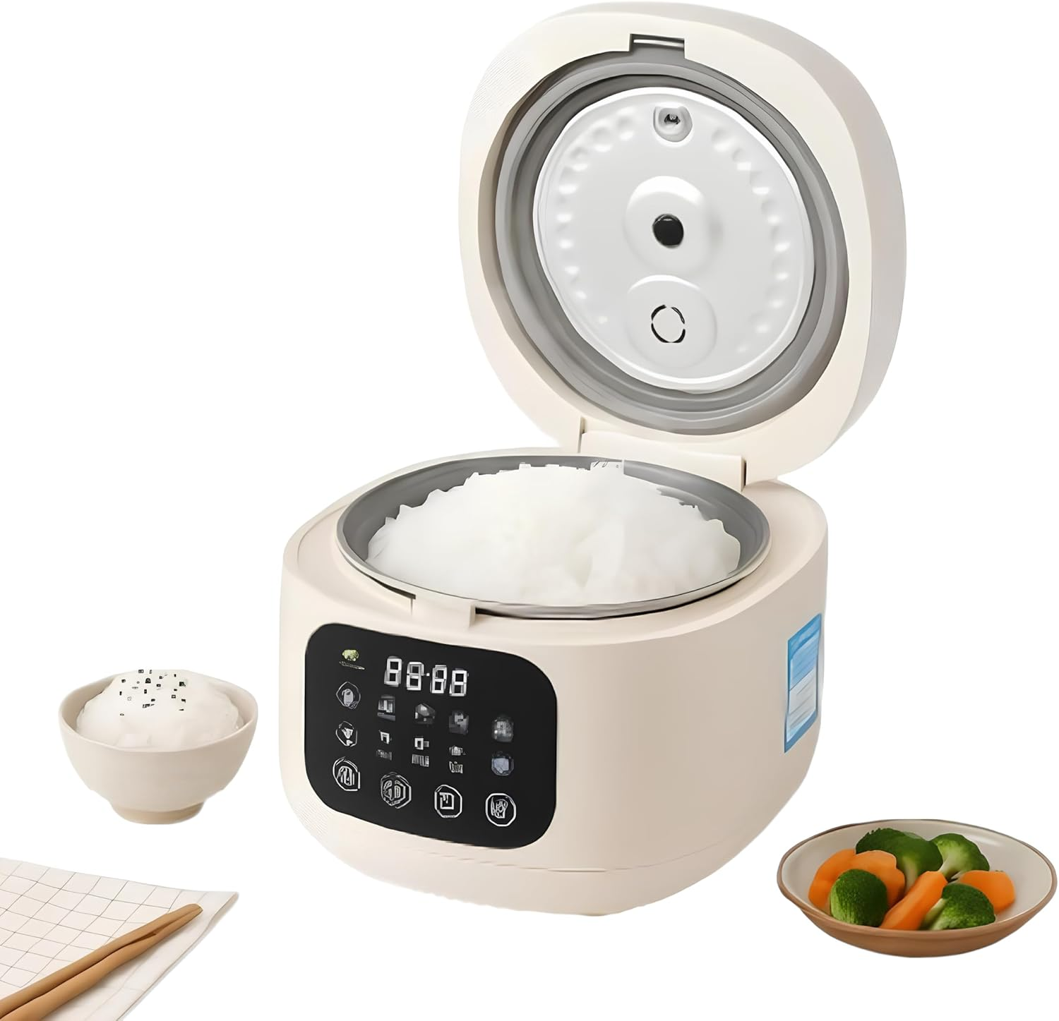 Xversion Low Sugar Rice Cooker 3L &ndash; Makes 10&ndash;12 Cups &ndash; Smart Multi-Cooker for Rice, Low Carb, Stew, Cake &ndash; Steamer, Timer &ndash; Cream image number 4