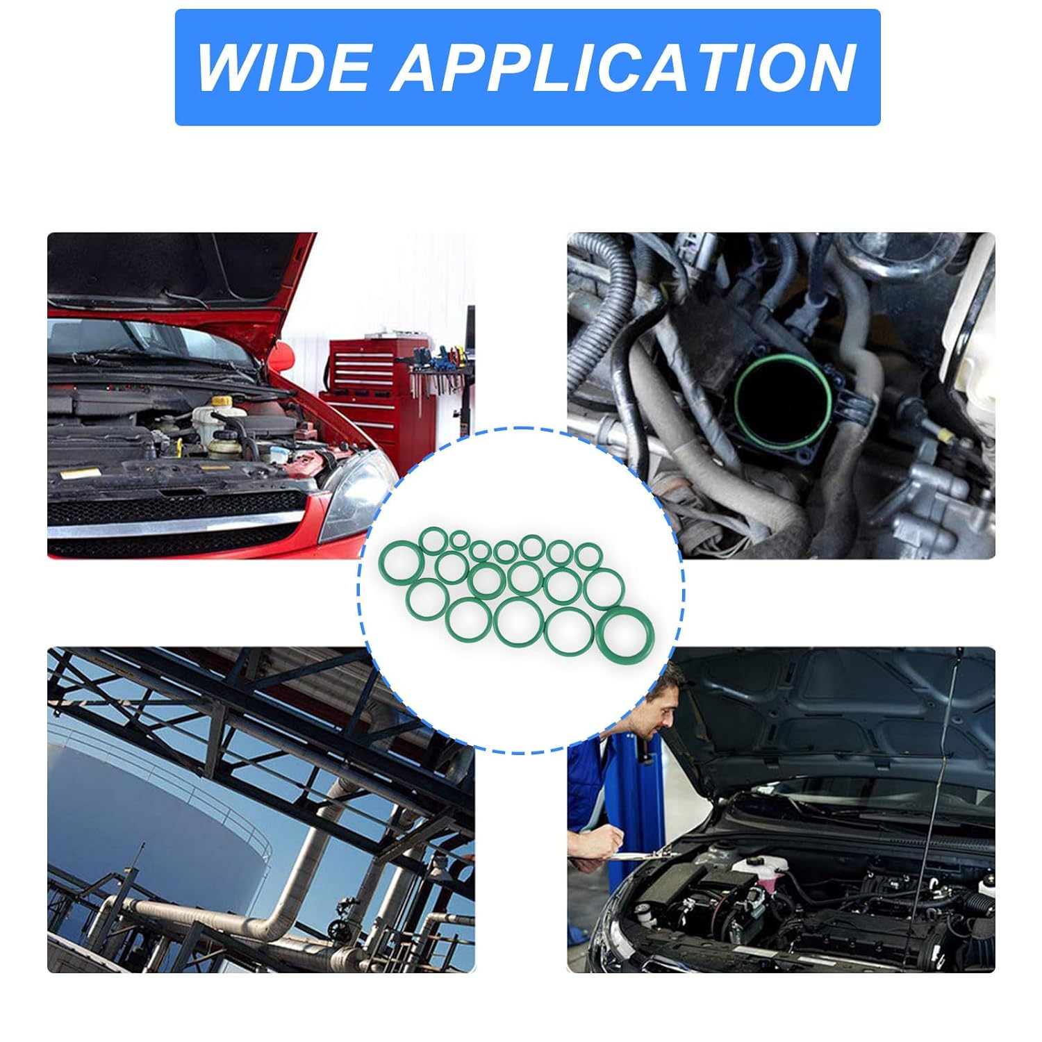 DIANN 270Pcs O Ring Kit Rubber 18 Sizes O-Ring Car Auto Vehicle Repair Air Conditioning Compressor Seals Assortment Kit image number 2