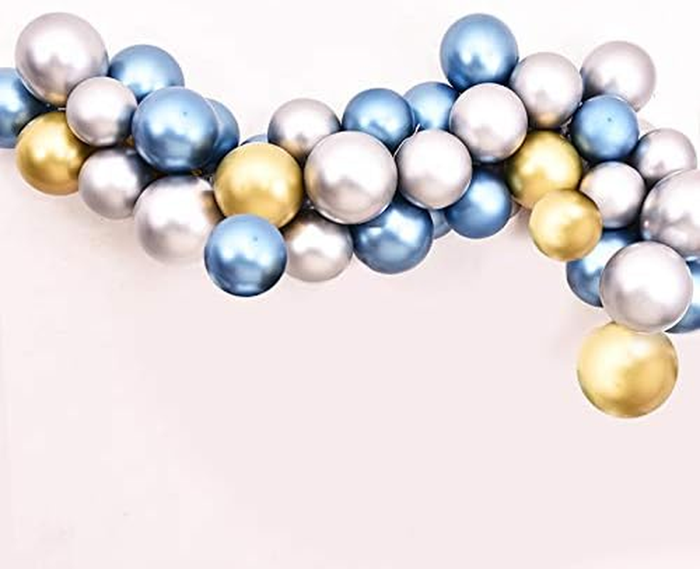 DIY 120PCS Gender Reveal Balloon Garland Kits Chrome Metallic Latex Balloons 12Inch Pearl Balloons for Birthday Party Celebration Wedding Gender Reveal He or She Boy or Girl (Pink Blue Gold)