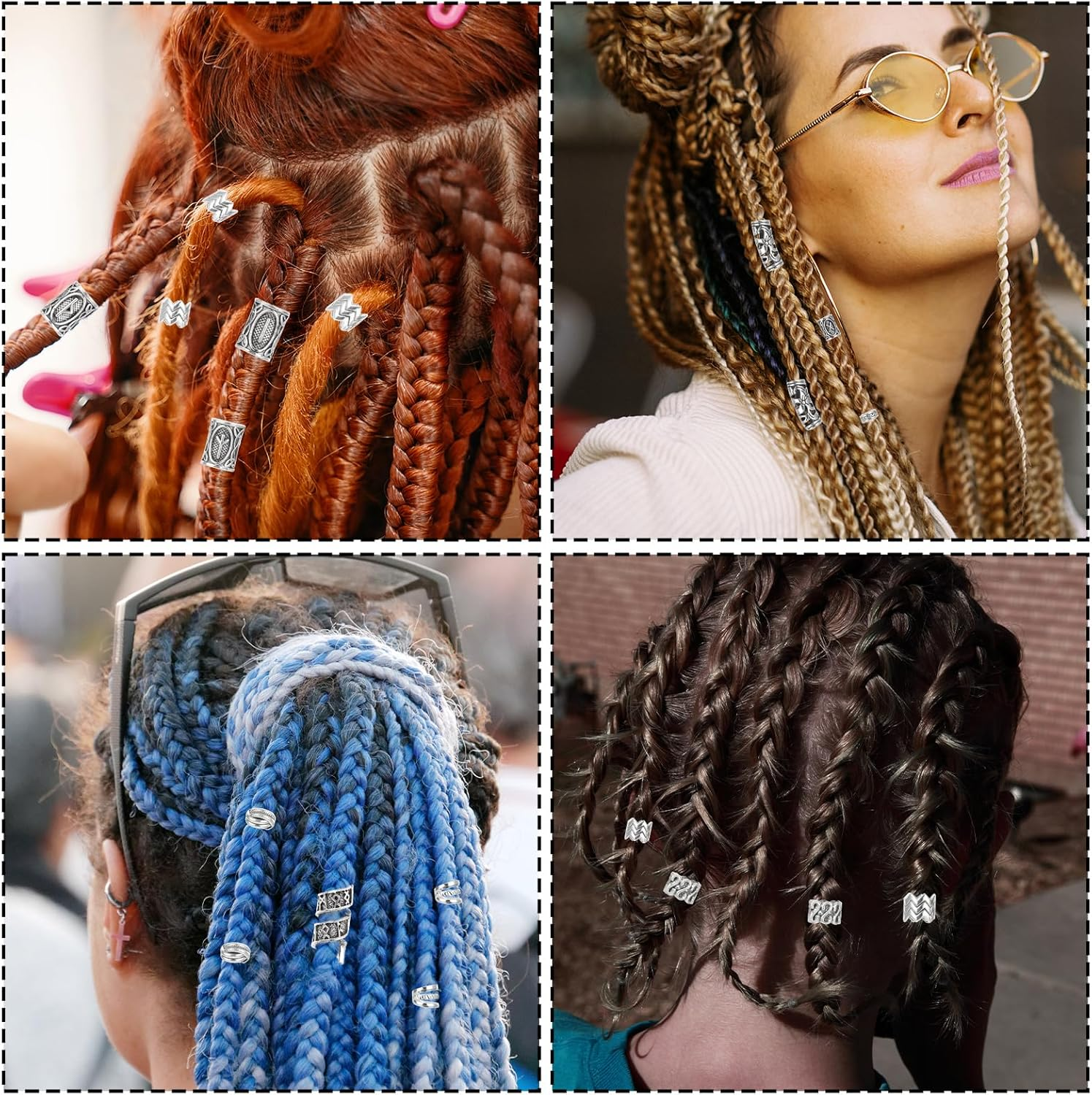 Qianyu 67 Pcs Hair Tube Beads Norse Vikings Runes Hair Jewelry Beard Beads for Bracelets Pendant Necklace DIY Metal Braiding Dreadlock Beads Decoration for Hair Braids Viking Beads Kits image number 3