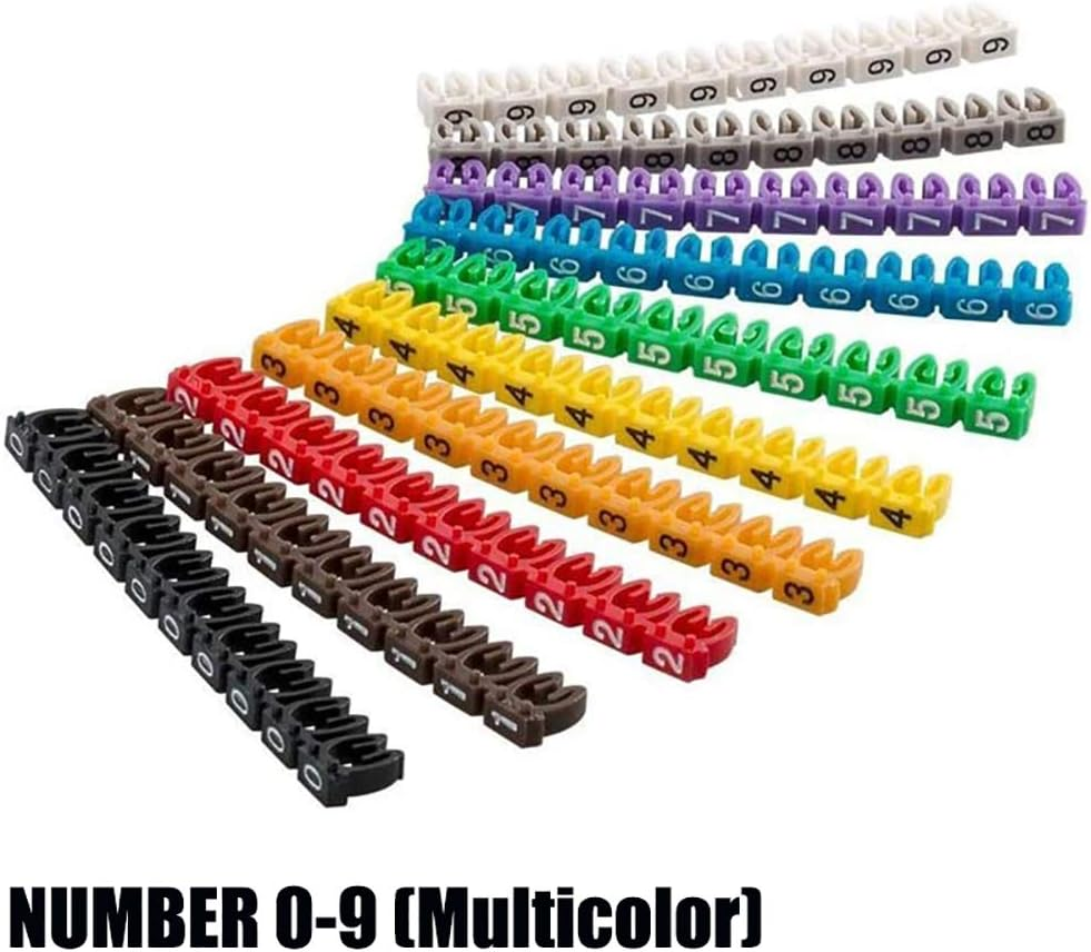 150Pcs 6Mm Number 0-9 Cable Markers Colorful Marking Number Label for 2-3Mm Wire