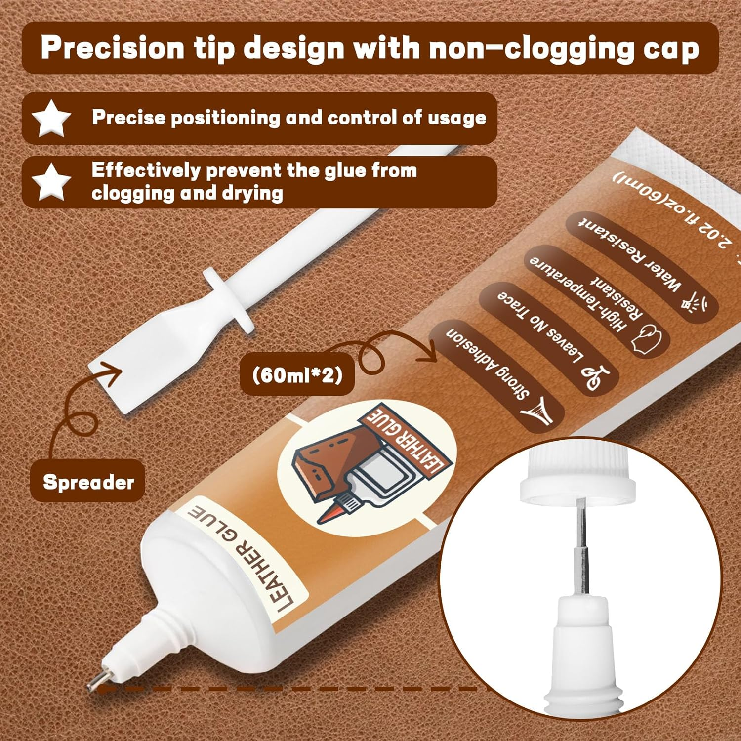 WAN2TLK 120Ml Leather Glue Adhesive, Professional Adhesive for Purses, Permanent Strong Leather Car Seat Glue for Sofas, Purses, Leather Bonding image number 3