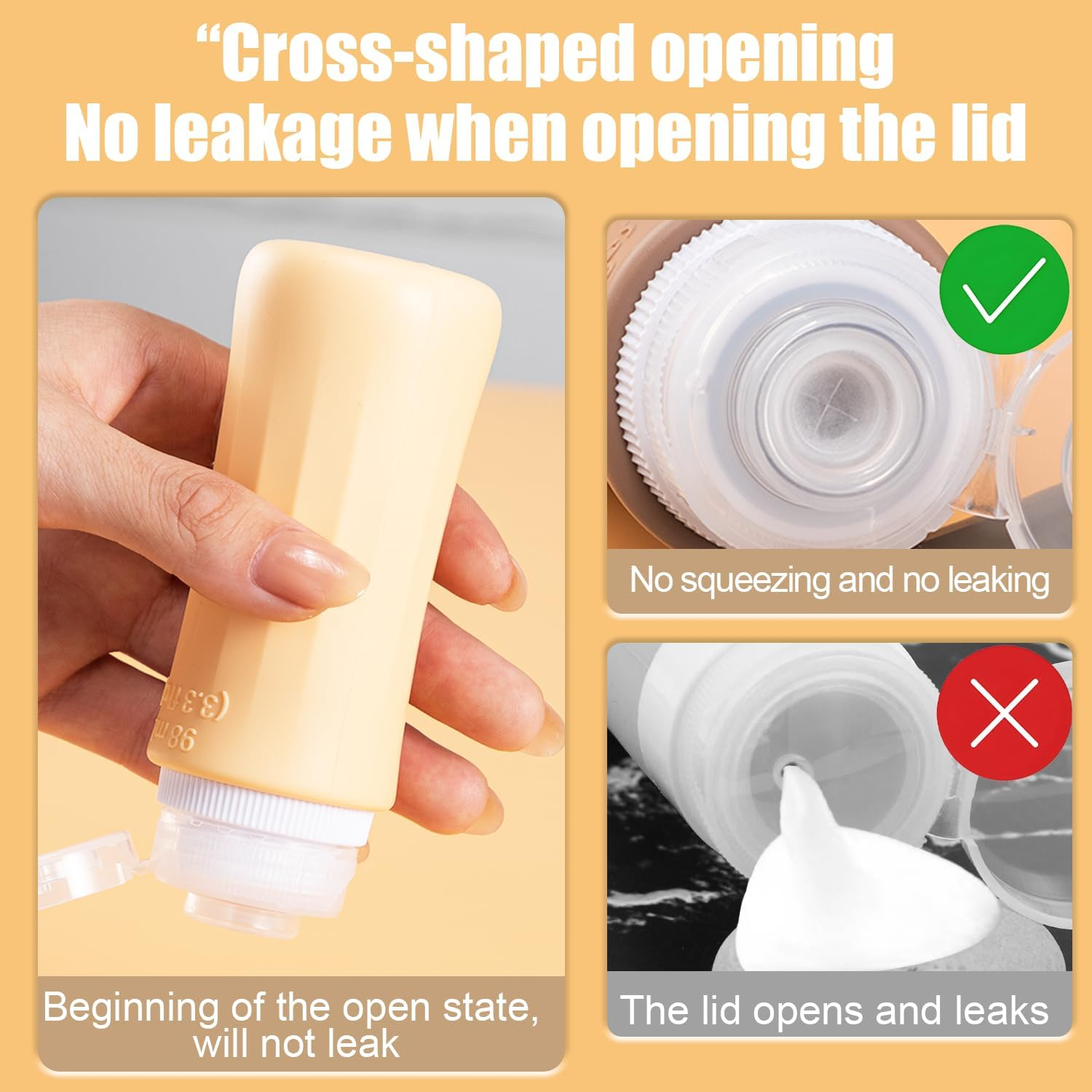 4 Pack 98Ml Travel Bottles, Leak Proof Bpa-Free Silicone Toiletry Containers with Clear Bag &ndash; Refillable Tubes for Shampoo, Lotion, Soap & Liquids &ndash; TSA Approved image number 3