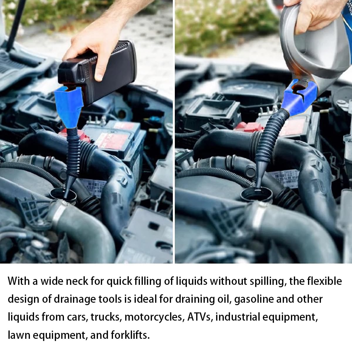 AICEL Retractable Auto Fuel Funnel, 5 Pcs Plastic Flexible Draining Tool Funnel for Cars and Motorcycles, Automotive Wide Mouth Snap Funnel for Engine Oil, Liquid, Diesel, Gasoline and More (5Colors) image number 5