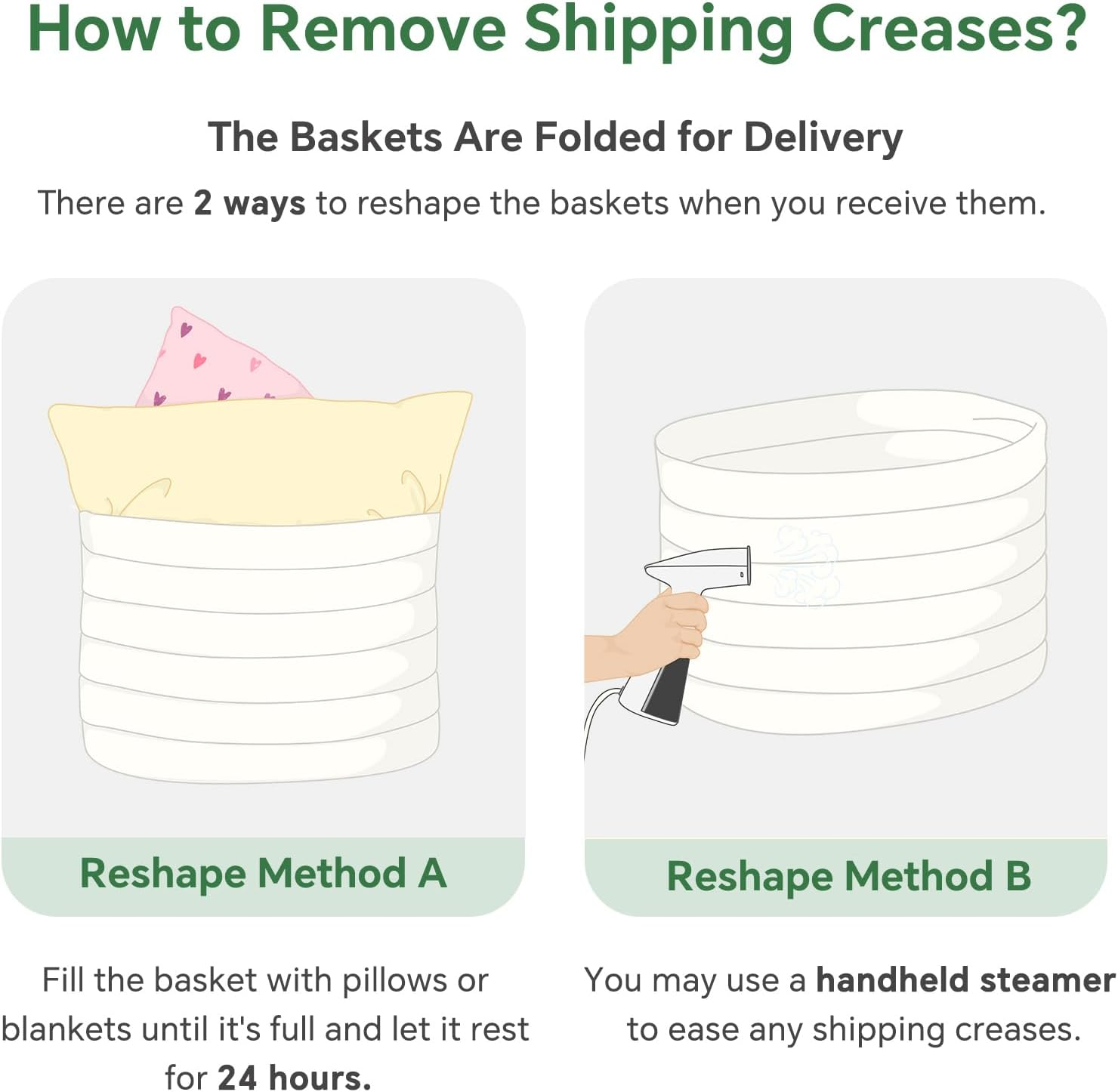 Woven Cotton Rope Storage Boxs with Hollow Handle (White, 3 Pack)