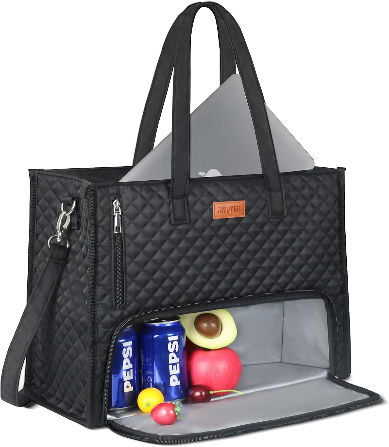 INSMEER Lunch Bag for Women, 22L Large Lunch Tote Bag for Work, Leakproof Lunch Cooler with 15.6 Inch Laptop Compartment, 2-In-1 Tote Bag for Office, Travel, Picnic image number 2