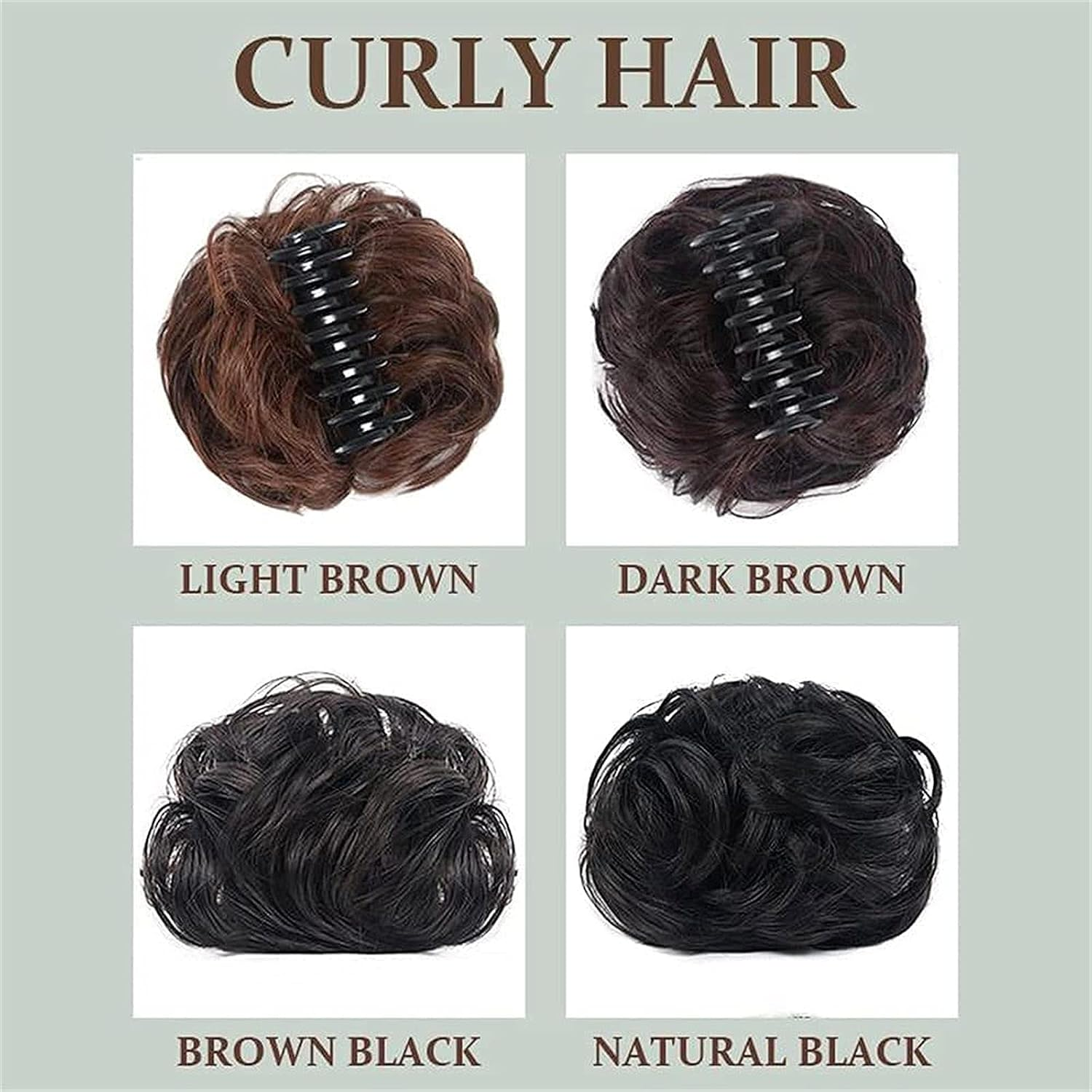 Half Fancy Bun Clip-On Wig Hairpin,Hair Extension Scrunchies,Ball Head Grasping Clip,Messy Bun Hair Scrunchies,Hair Bag Bud Head Fluffy Natural Hair Coil (Large,Black Brown) image number 3