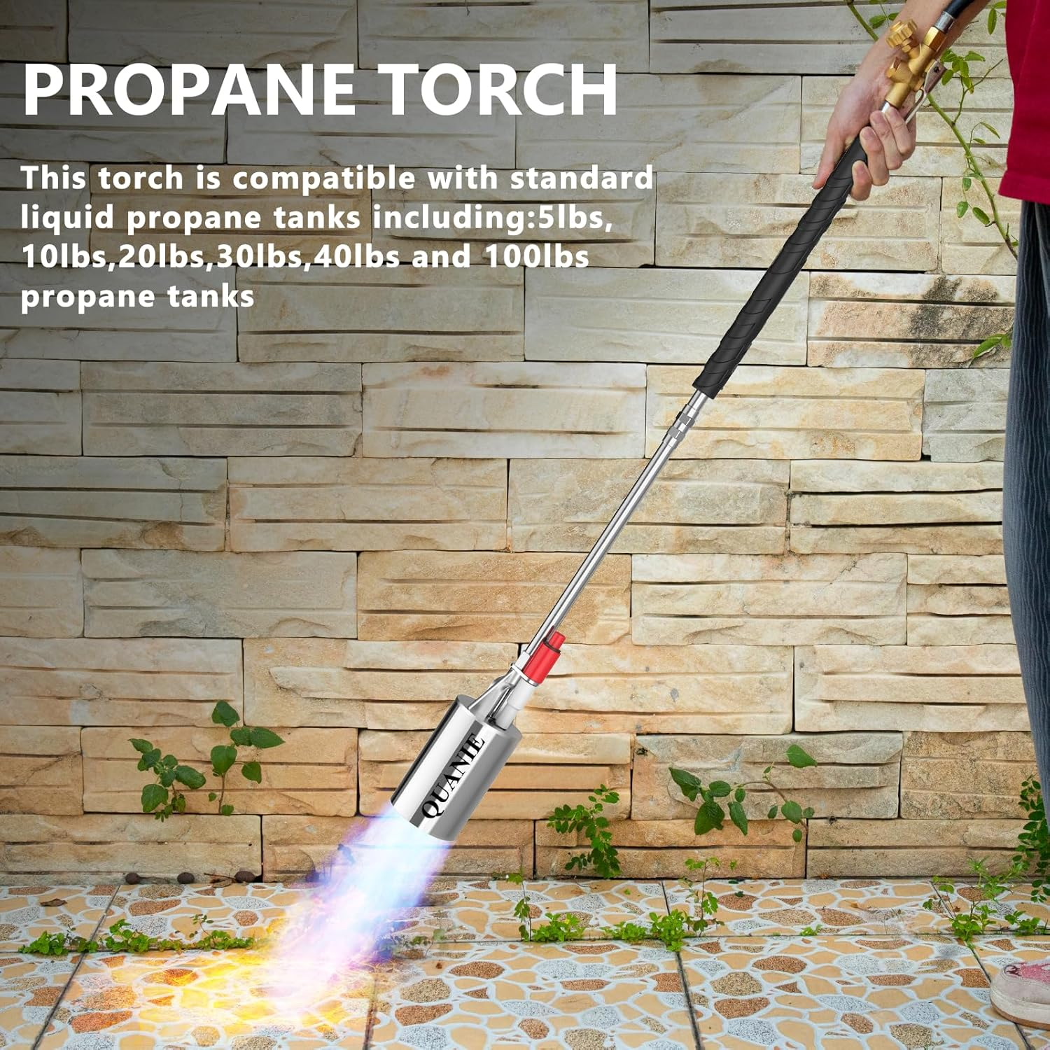 Propane Torch Weed Burner,High Output with Storage Bag and Slef Ignition,Heavy Duty Flame Control Blow Torch with 10FT Hose,Flamethrower for Weeding,Roofing,Melting Ice,Paint Removing image number 5