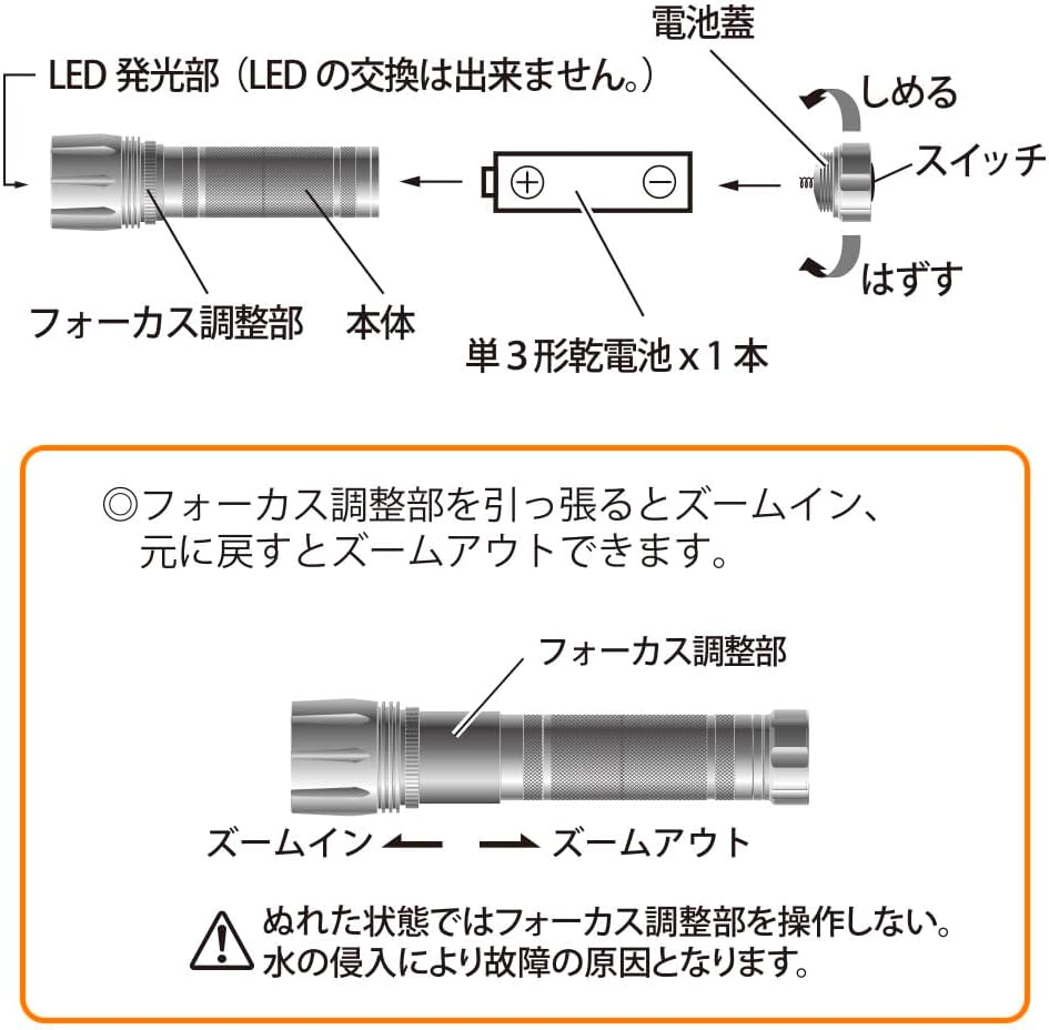 Ohm 08-1074 LED Flashlight 200 Lumens | Ohm Electric LH-VB200Z-K image number 2