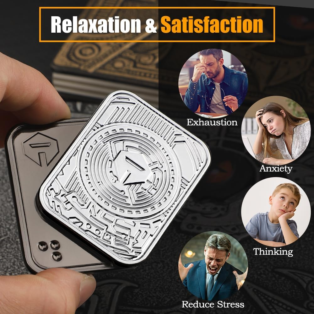 Magnetic EDC Fidget Coin Toy, Cool Sensory Manually Rotate Toy Birthday Present for Boys Girls, Metal Poker Fidget Slider Card, Home Office Classroom Tabletop Desk Decor for Adults Teens image number 2
