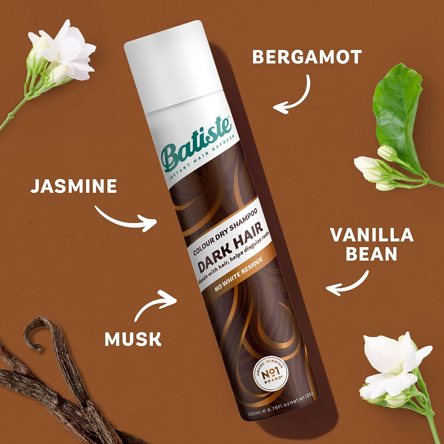 Batiste Dark Dry Shampoo 350Ml - Seamlessly Blend Roots for Dark Hair, No White Residue, Instantly Refreshes & Adds Volume, Infused with Cacao Extract - Ideal for Quick Hair Refresh & All Hair Types image number 4