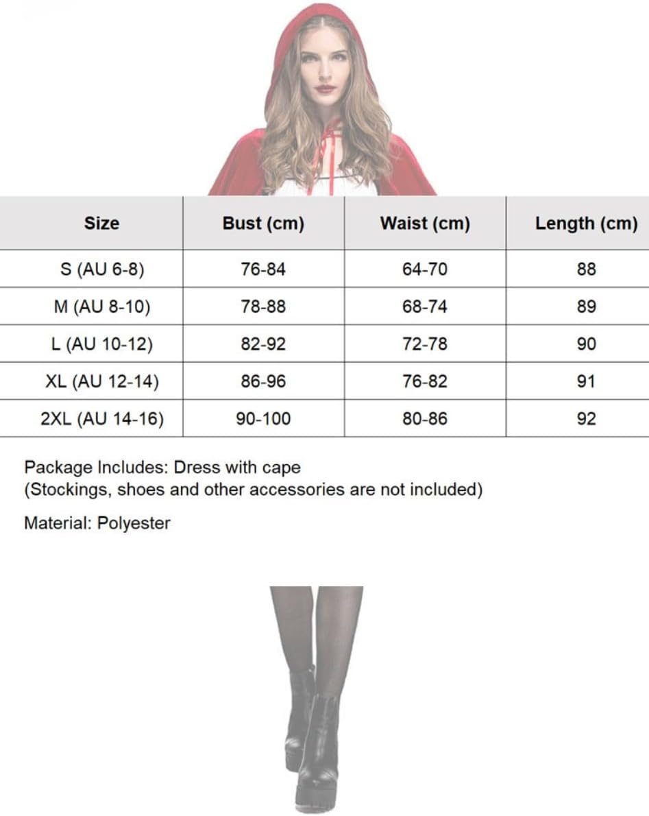 Costume Bay Womens Little Red Riding Hood Halloween Oktoberfest Fairytale Costume Cosplay Costume Book Week AU (Red Riding Hood, 2XL)