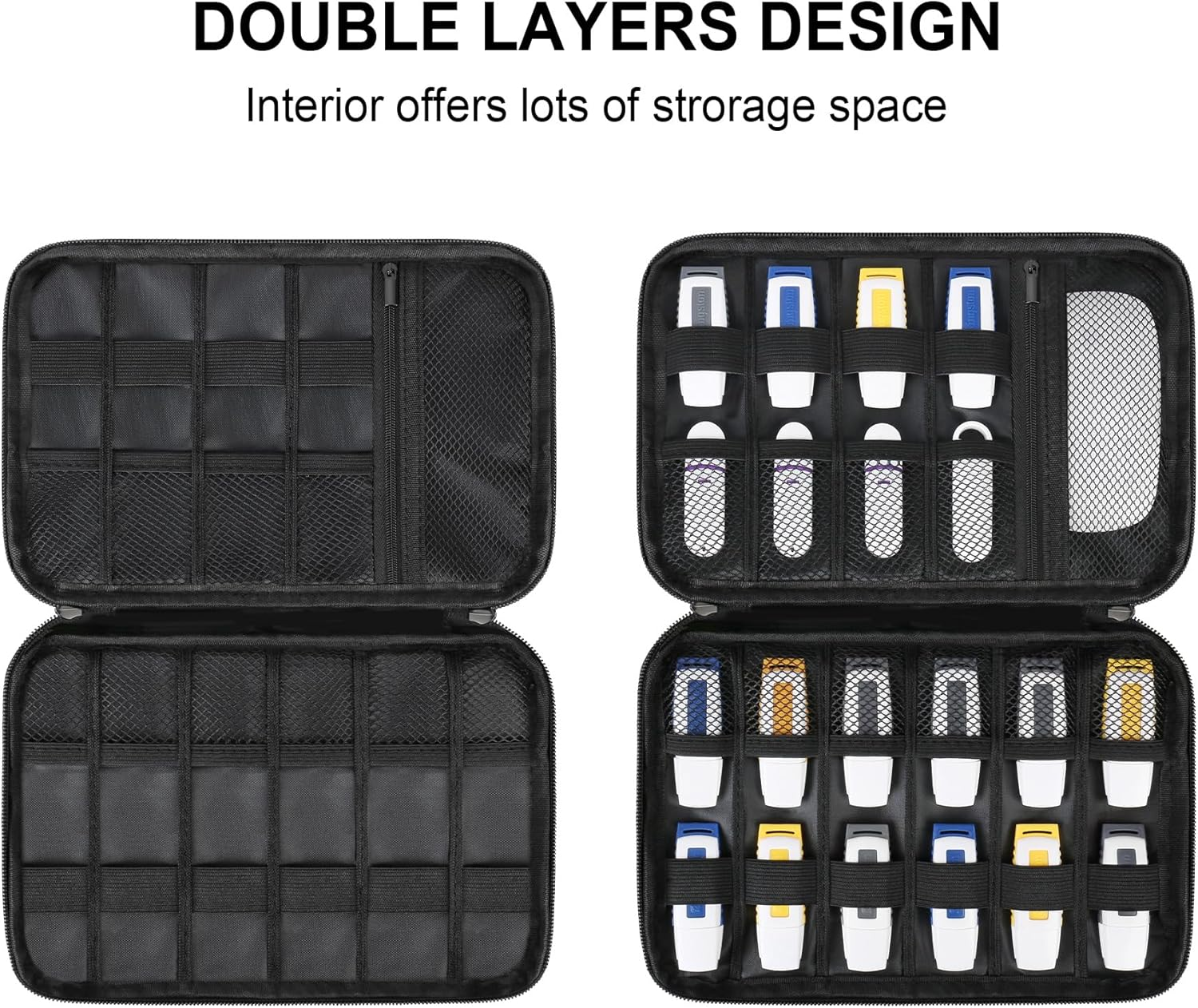 Lacdo USB Flash Drive Case Thumb Drive Holder Case Organizer Portable Electronic Accessories Storage Bag for Sandisk/Samsung/Samdata USB Flash Drives Jump Drive Memory Stick, Cable, SD Card, Black