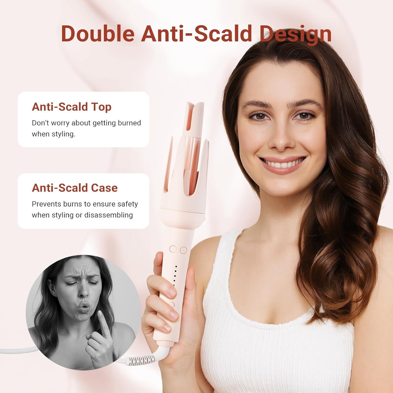 LIWEGHT 5 in 1 Automatic Curling Iron,Curling Wand Set with Hair Straightener Brush 3 Interchangeable Ceramic Wand(28/32/40Mm) and Double Barrel Waver,Instant Heat Up,With 3 Temp & Timer image number 1