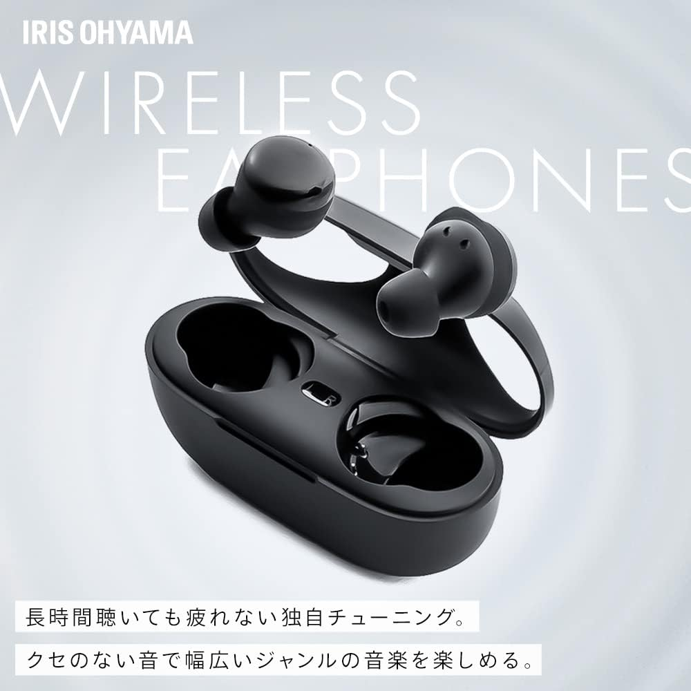 Iris Ohyama WEP-103 Wireless Earphones, Bluetooth 5.1, Noise Cancelling, ENC Earphones, up to 26 Hours of Continuous Playback, IPX5 Waterproof Standard, Built-In Microphone, Auto Connect, Auto image number 1