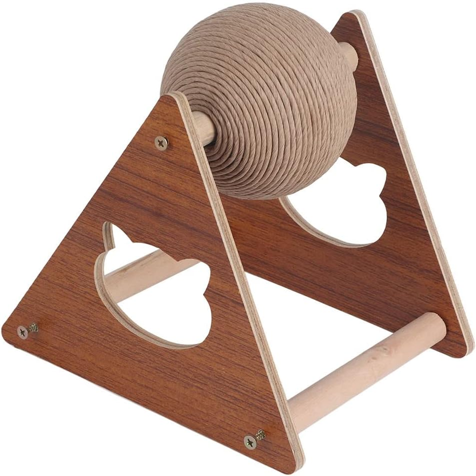 Cat Scratcher Toy, Sisal Cat Scratching Ball Cat Scratcher Toy with Ball, Interactive Solid Wood Scratcher Pet Toy Scratching Ball for Cats and Kittens (S) image number 2