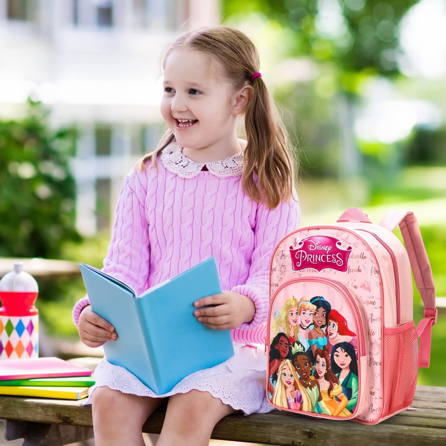 William Lamb Disney Princess Kids Childrens Premium Backpack School Rucksack Travel Bag Boys Girls with Side Mesh Pocket and Front Zipped Pocket,Multicolour,36.7Cm (H),26Cm (W),13Cm (D),02909, image number 3