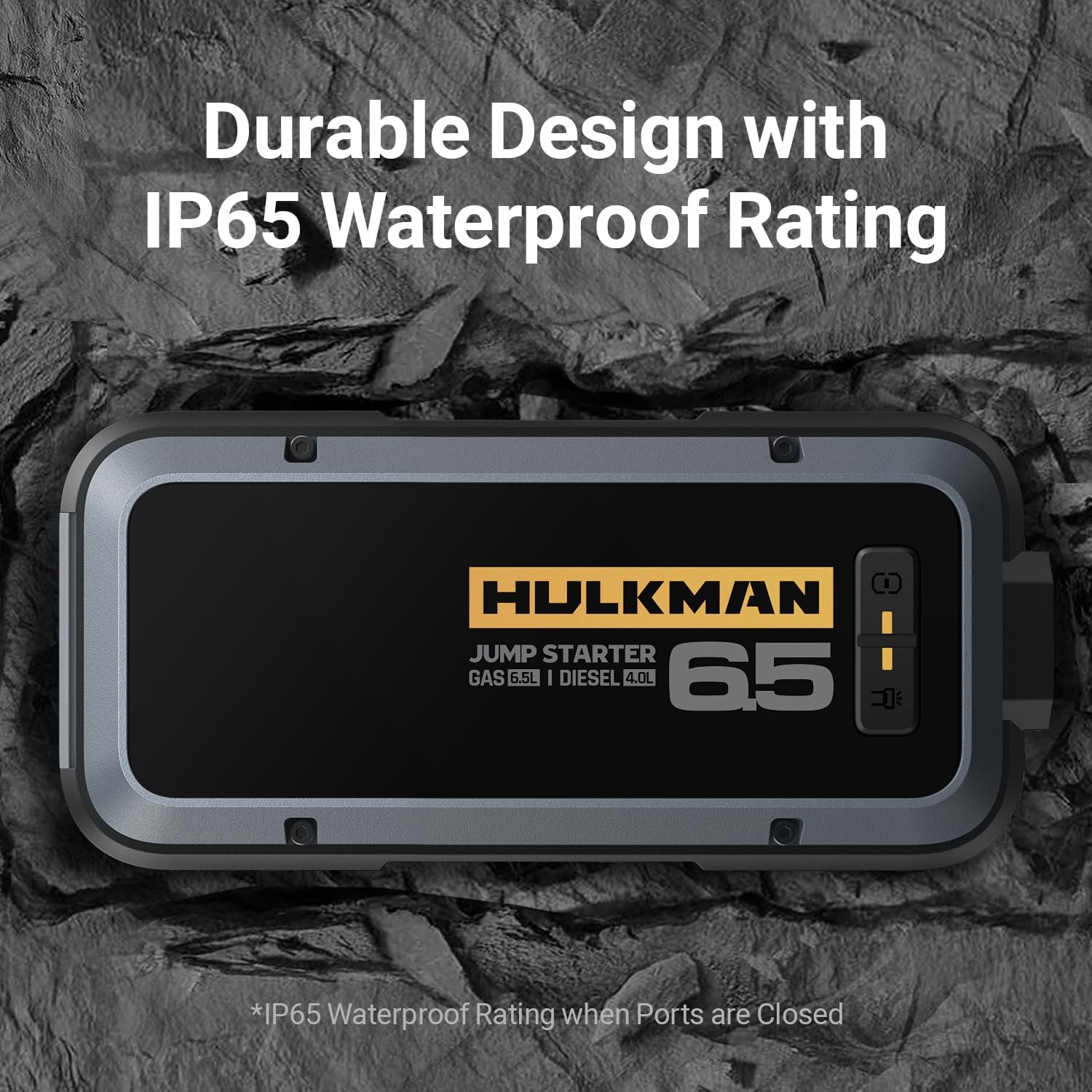 Hulkman Alpha65 Space Gray, 1200A 44.4Wh Smart Jump Starter, 12V Portable Car Battery Booster with 2.9" Display, USB-C Power Pack, 4-Mode LED Flashlight, Jumper Cables for up to 6.5L Gas/4.0L Diesel