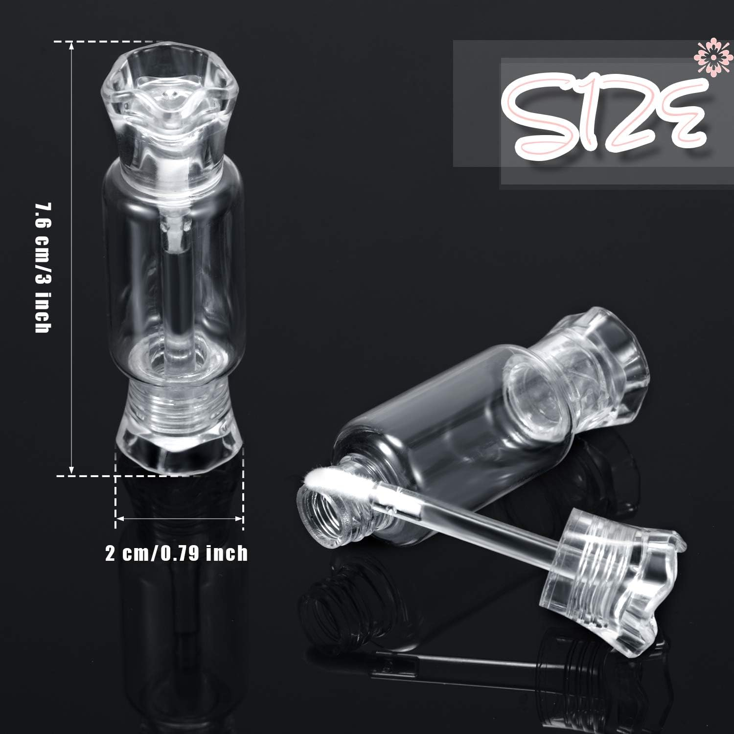 20 Pieces Empty Lip Gloss Tubes with Wand 9 Ml Mini Clear Candy Shape Lip Balm Tube Containers and 2 Pieces Funnel for DIY Cosmetics Women image number 1