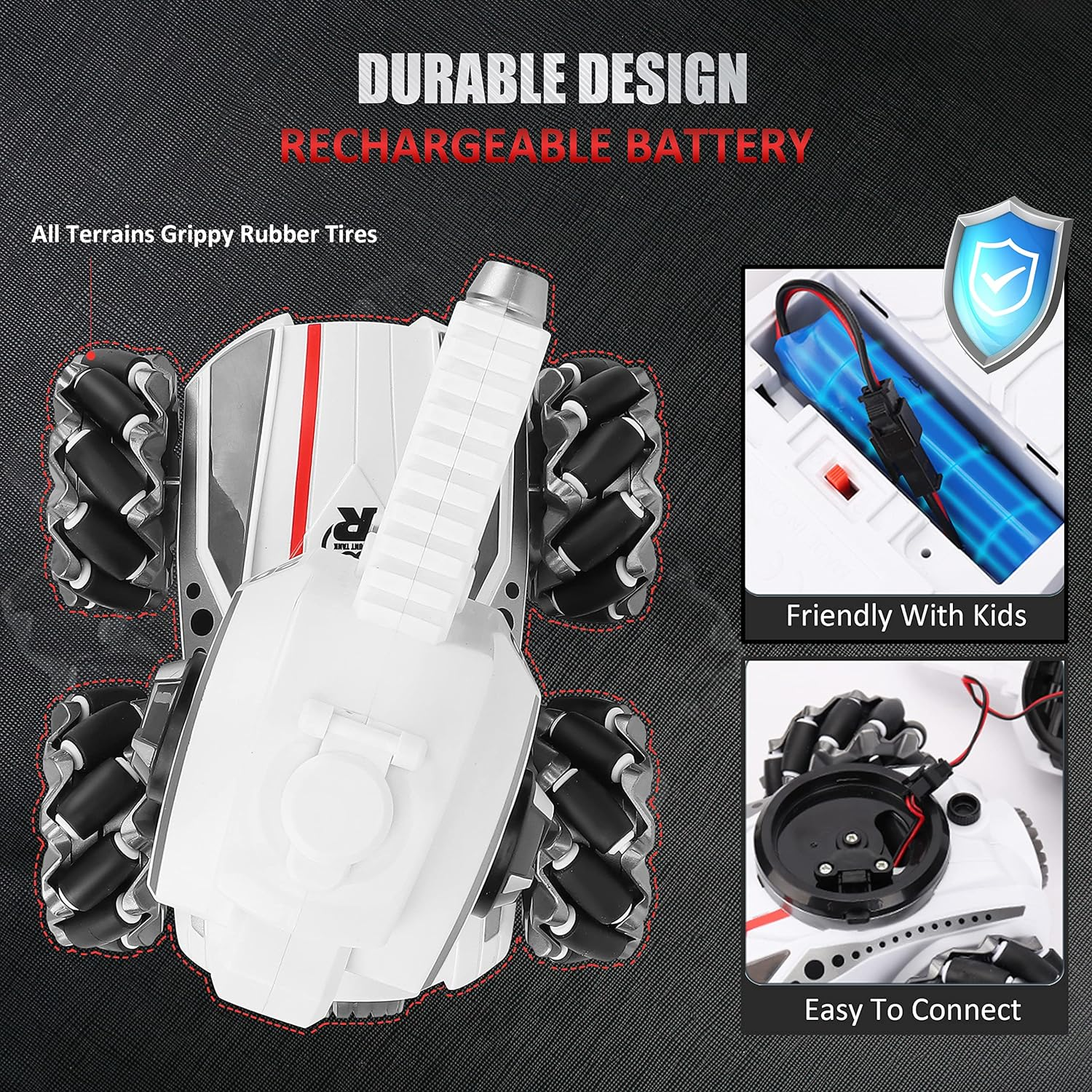 CXJ 3 Head RC Tank Car, Shooting Water Bullets(Bomb) Remote Control Car, Kids 4WD Battle Stunt Car, Blow Bubble, Shoot Foam Darts, 360&deg;Rotating, Leds, Music, Toy Gifts for 6-15 Years Old Boys Girls